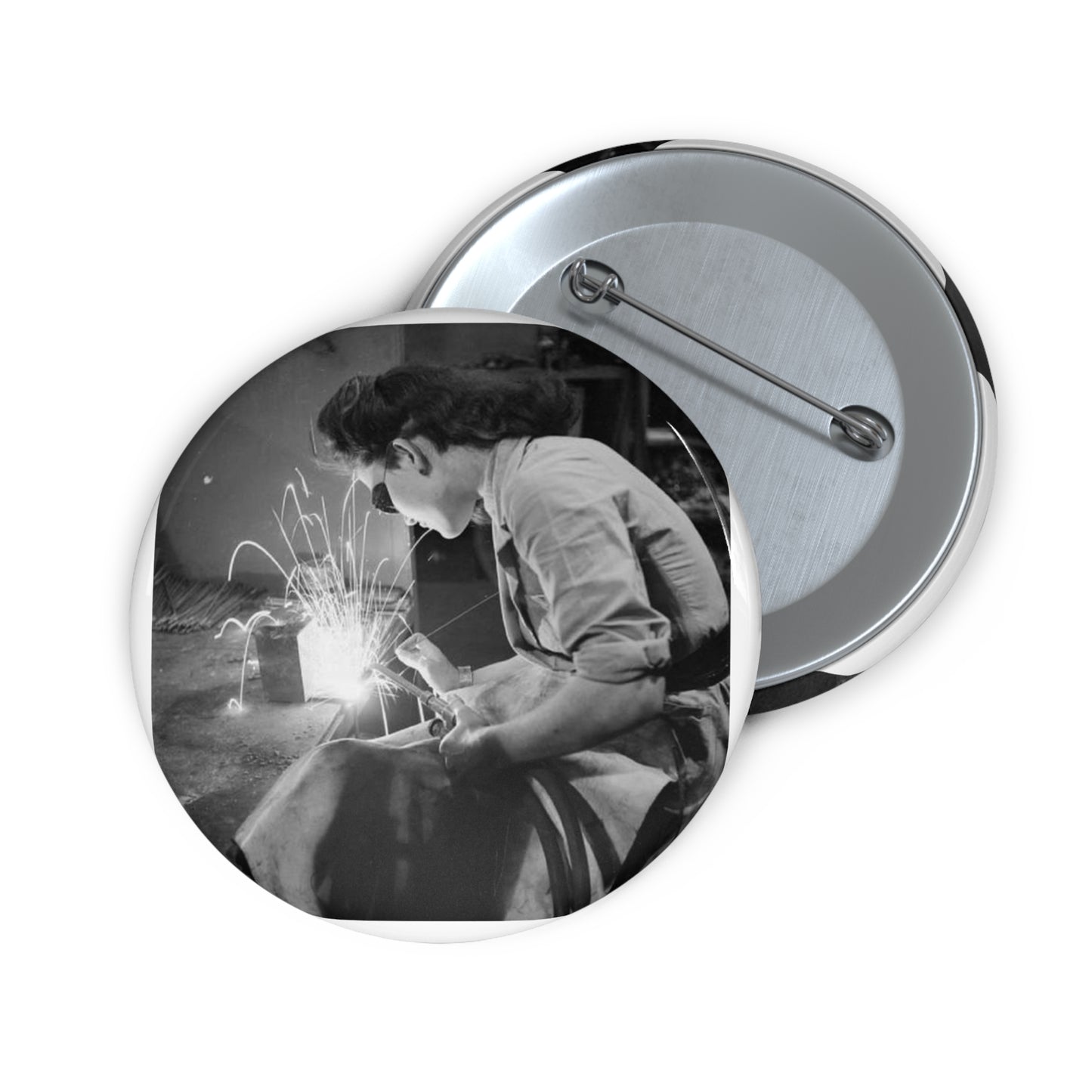 Electrical Engineering Works Goes To War, England, 1942 D11872 Pin Buttons with Crisp Design