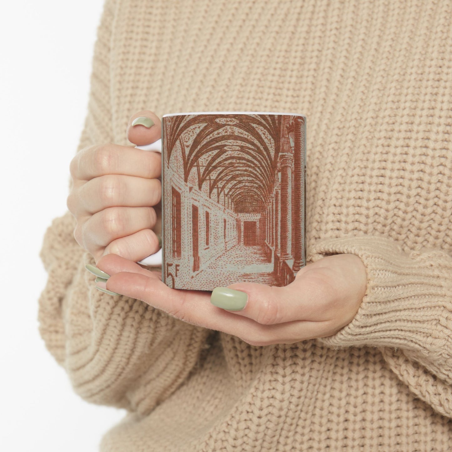 Frimärke ur Gösta Bodmans filatelistiska motivsamling, påbörjad 1950.Frimärke från Monaco, 1952. Motiv av "Herculesgalleriet. Beautiful Novelty Ceramic Coffee Mug 11oz