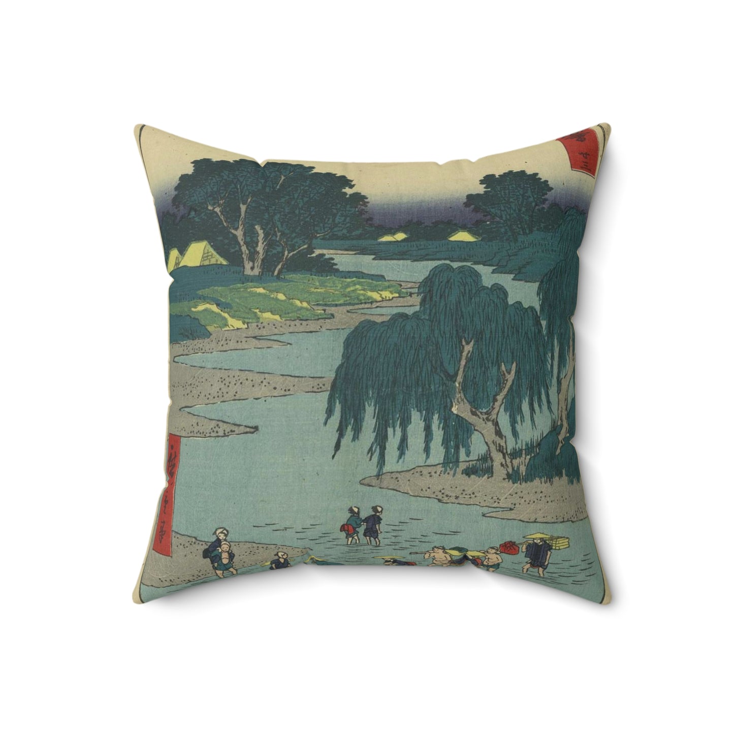 Fujieda, Andō Hiroshige - Public domain portrait drawing Decorative Accent Square Pillow