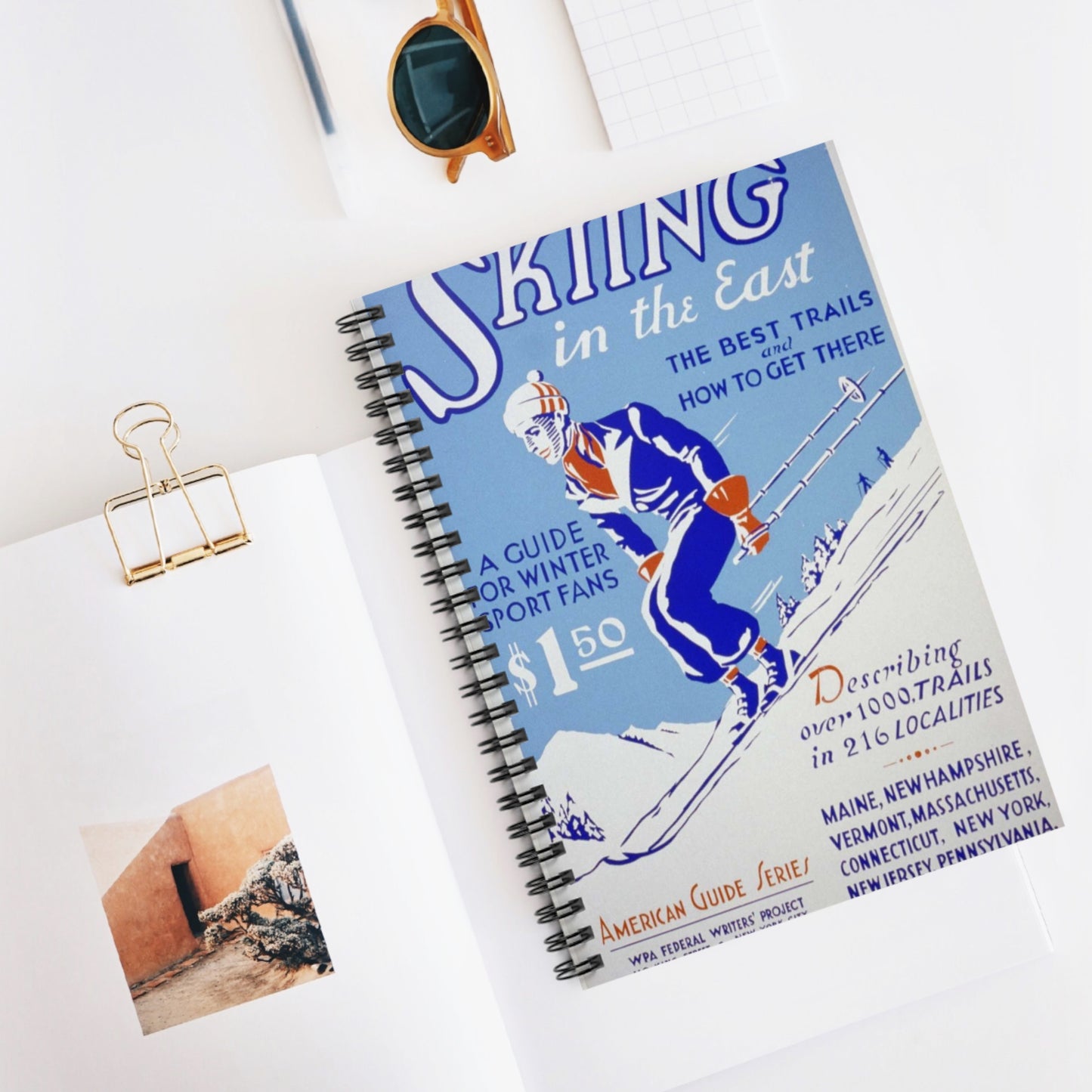 Skiing in the East The best trails and how to get there : A guide for winter sport fans : Describing over 1000 trails in 216 localities. Spiral Bound Ruled Notebook with Printed Cover