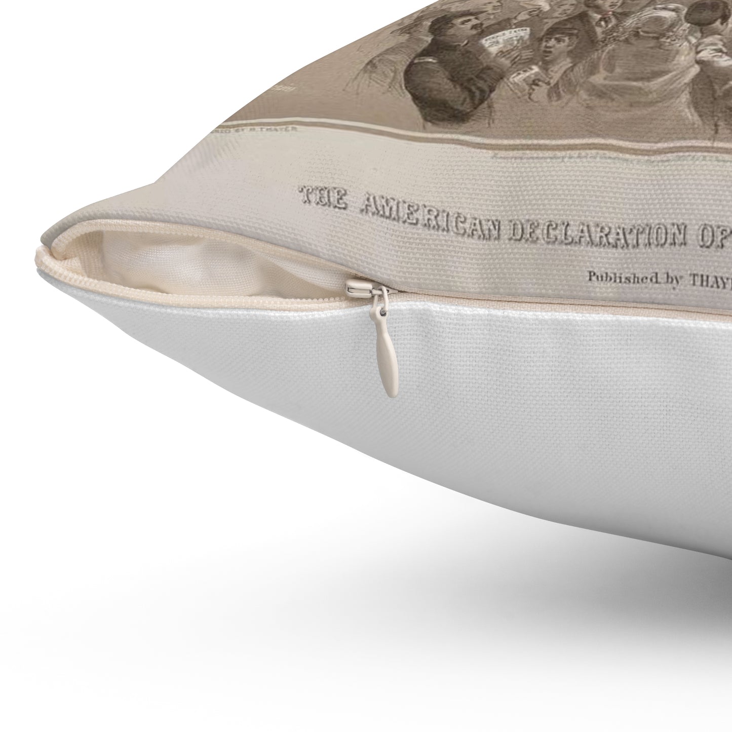 The American Declaration of Independence illustrated / Fabronious ; designed by R. Thayer ; L. Prang & Co. Lith., Boston. Decorative Accent Square Pillow