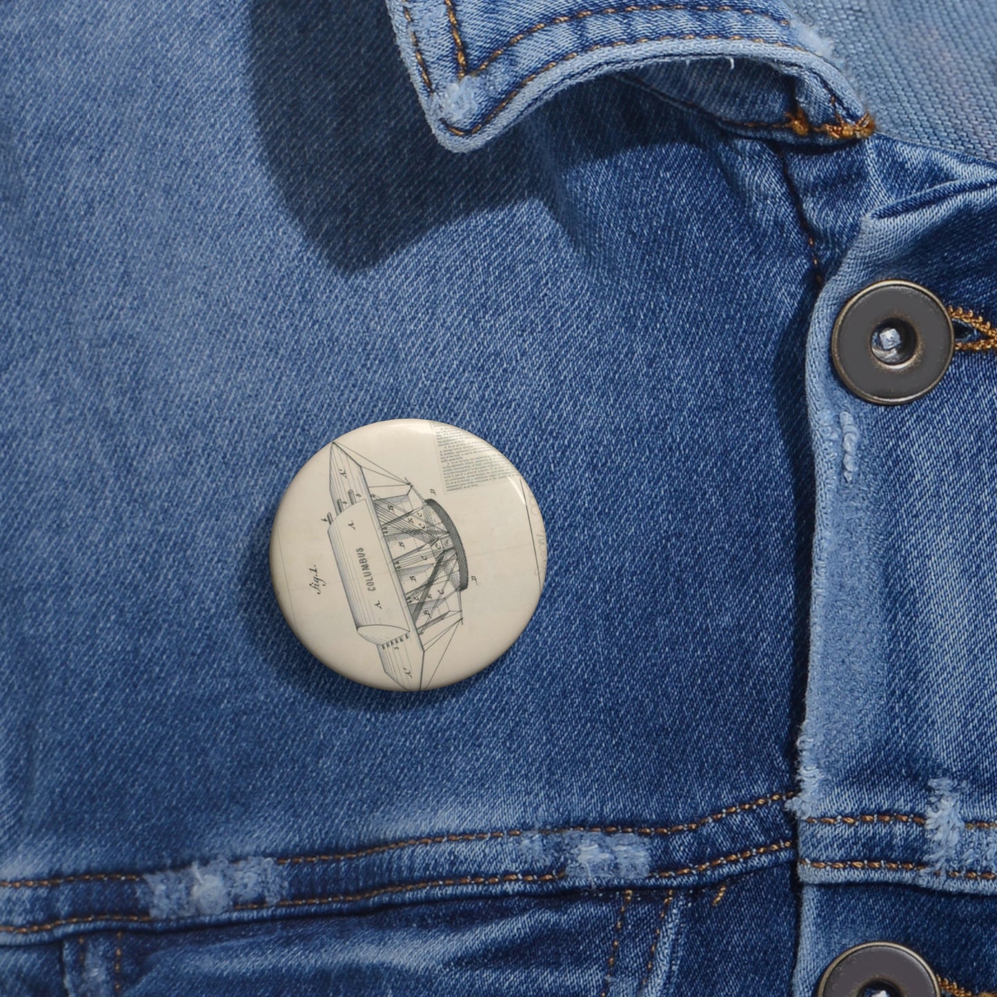 Patent drawing - for C. P. Fest's Air Ship Public domain image Pin Buttons with Crisp Design