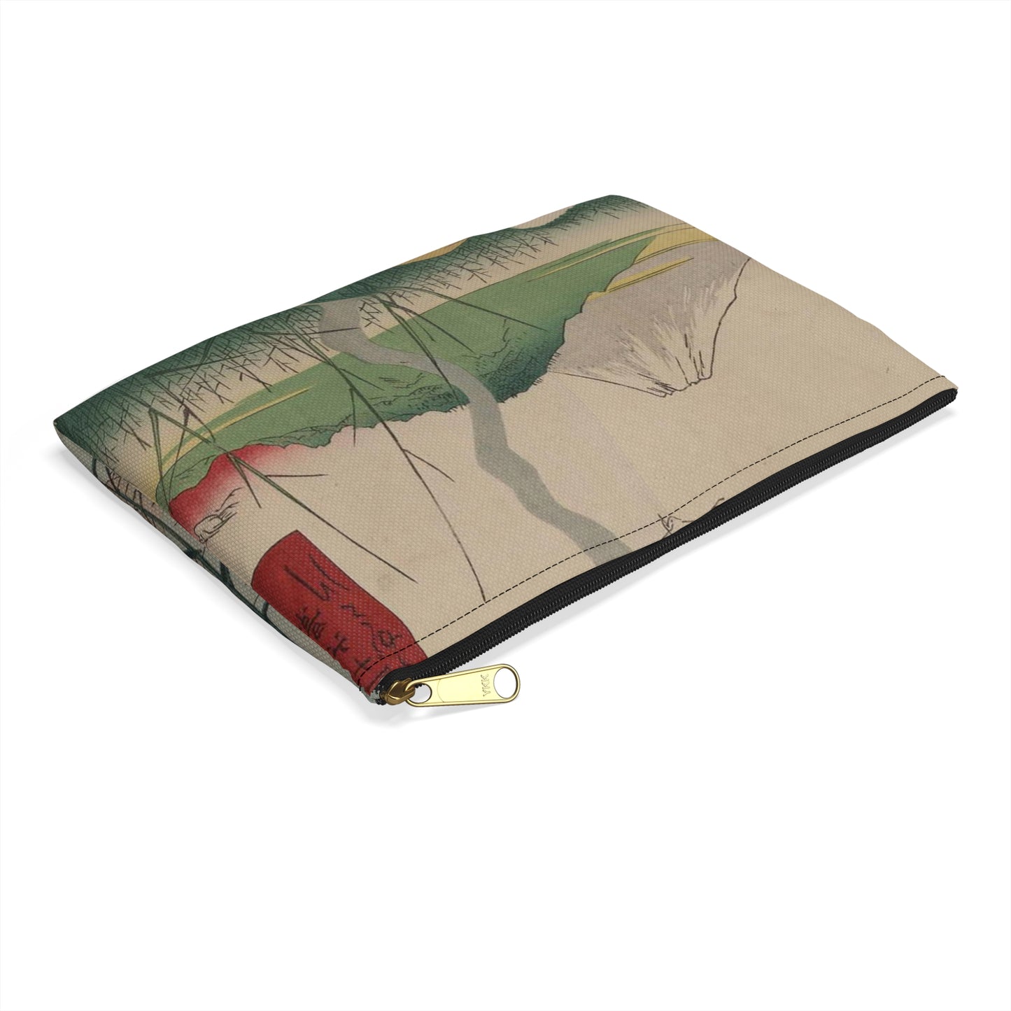 18 - The Sagami River - A painting of a man standing on a boat in a body of water Large Organizer Pouch with Black Zipper