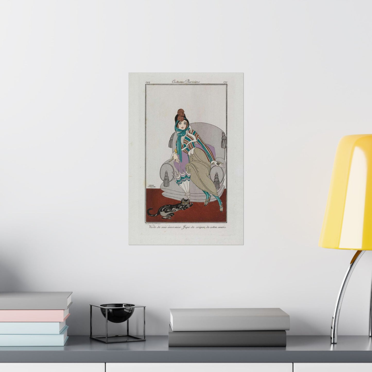 Jacket and skirt (Veste de soie écossaise. Jupe de crépon de coton souris) (CBL WEp 0946) High Quality Matte Wall Art Poster for Home, Office, Classroom