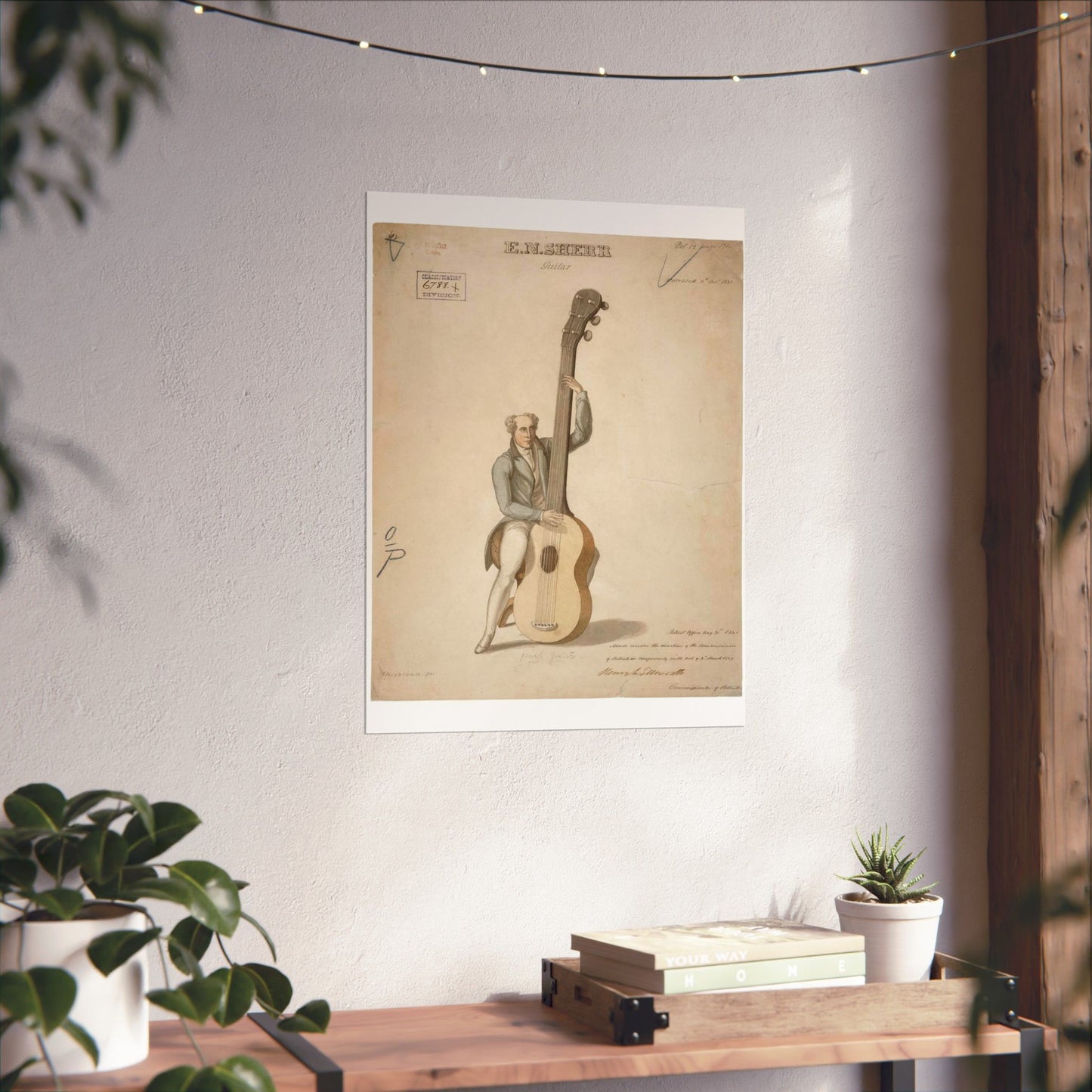 Patent drawing - Drawing of a Harp Guitar Public domain image High Quality Matte Wall Art Poster for Home, Office, Classroom