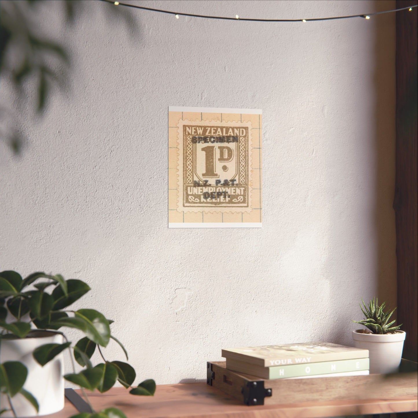 One penny Unemployment Relief stamp overprinted 'Specimen' High Quality Matte Wall Art Poster for Home, Office, Classroom