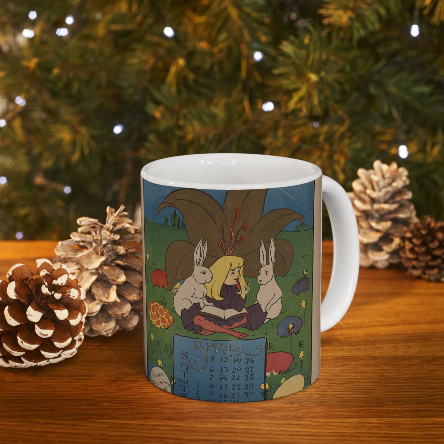 April, Art Deco Poster - Public domain dedication image Beautiful Novelty Ceramic Coffee Mug 11oz