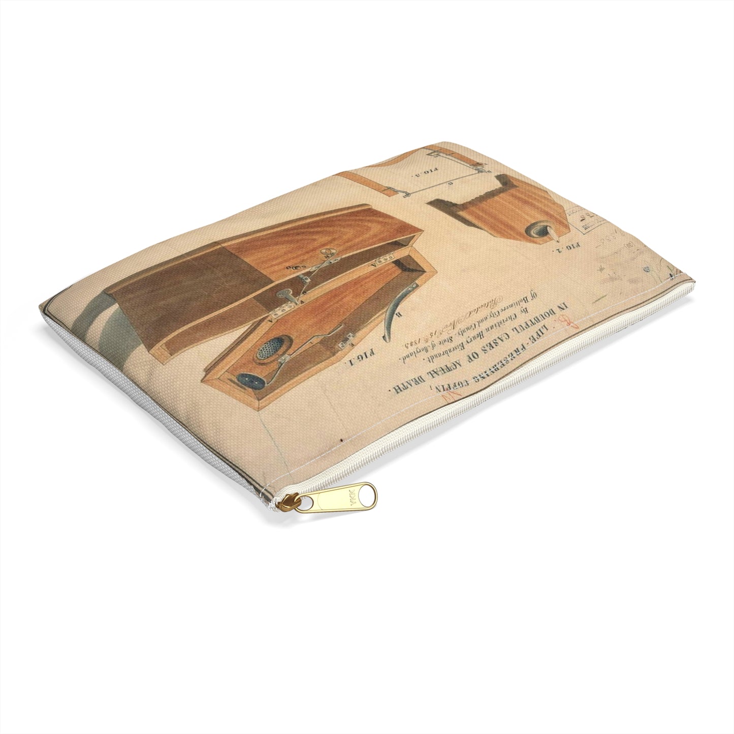 Patent drawing - Drawing for a Life - Preserving Coffin Public domain image Large Organizer Pouch with Black Zipper