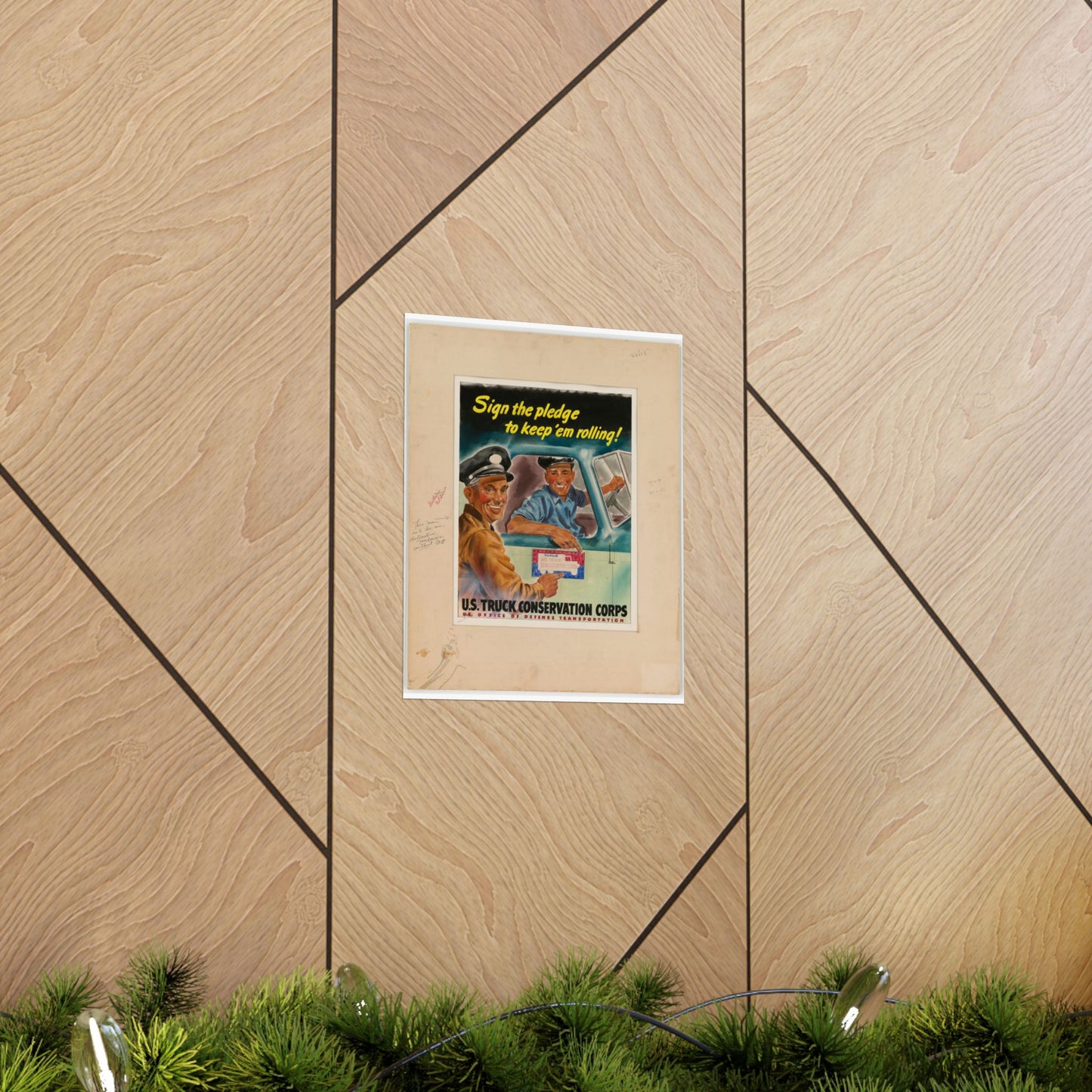 Sign the pledge to keep'em rolling! U.S. Truck Conservation Corps - U.S. Office of Defense Transportation High Quality Matte Wall Art Poster for Home, Office, Classroom