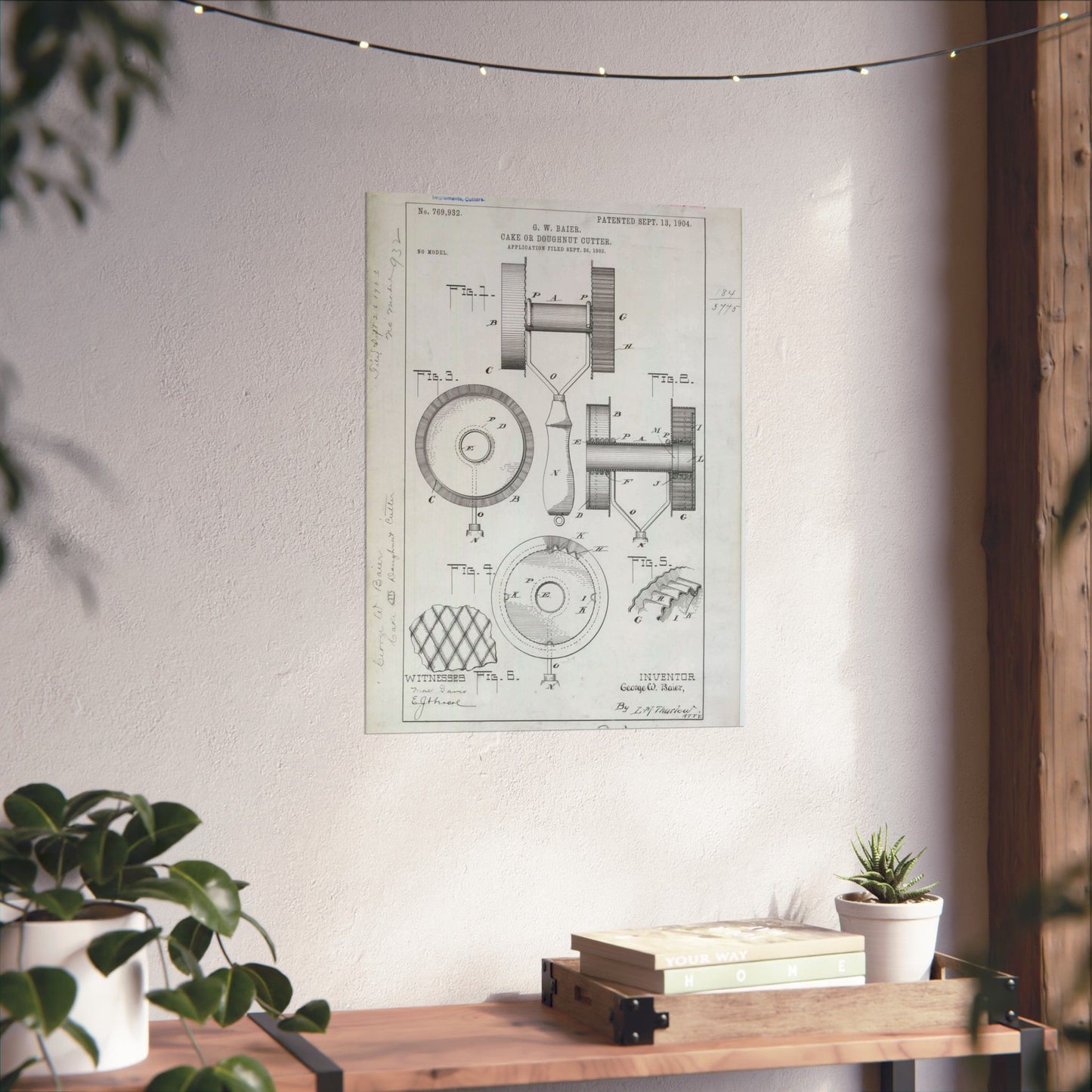 Patent Drawing of Engine - for G. W. Baier's Cake or Doughnut Cutter Public domain image High Quality Matte Wall Art Poster for Home, Office, Classroom