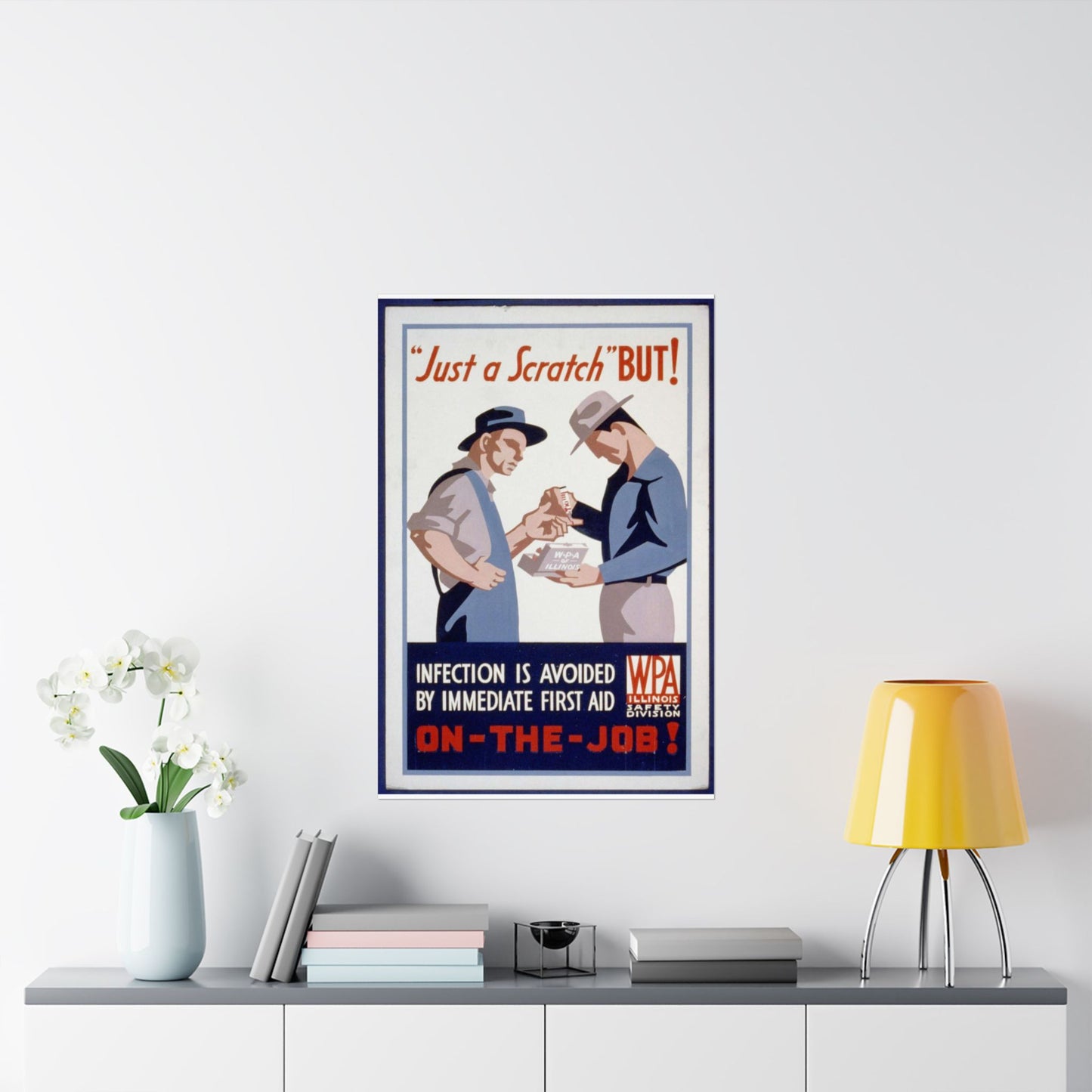 "Just a scratch" But! Infection is avoided by immediate first aid on-the-job! High Quality Matte Wall Art Poster for Home, Office, Classroom