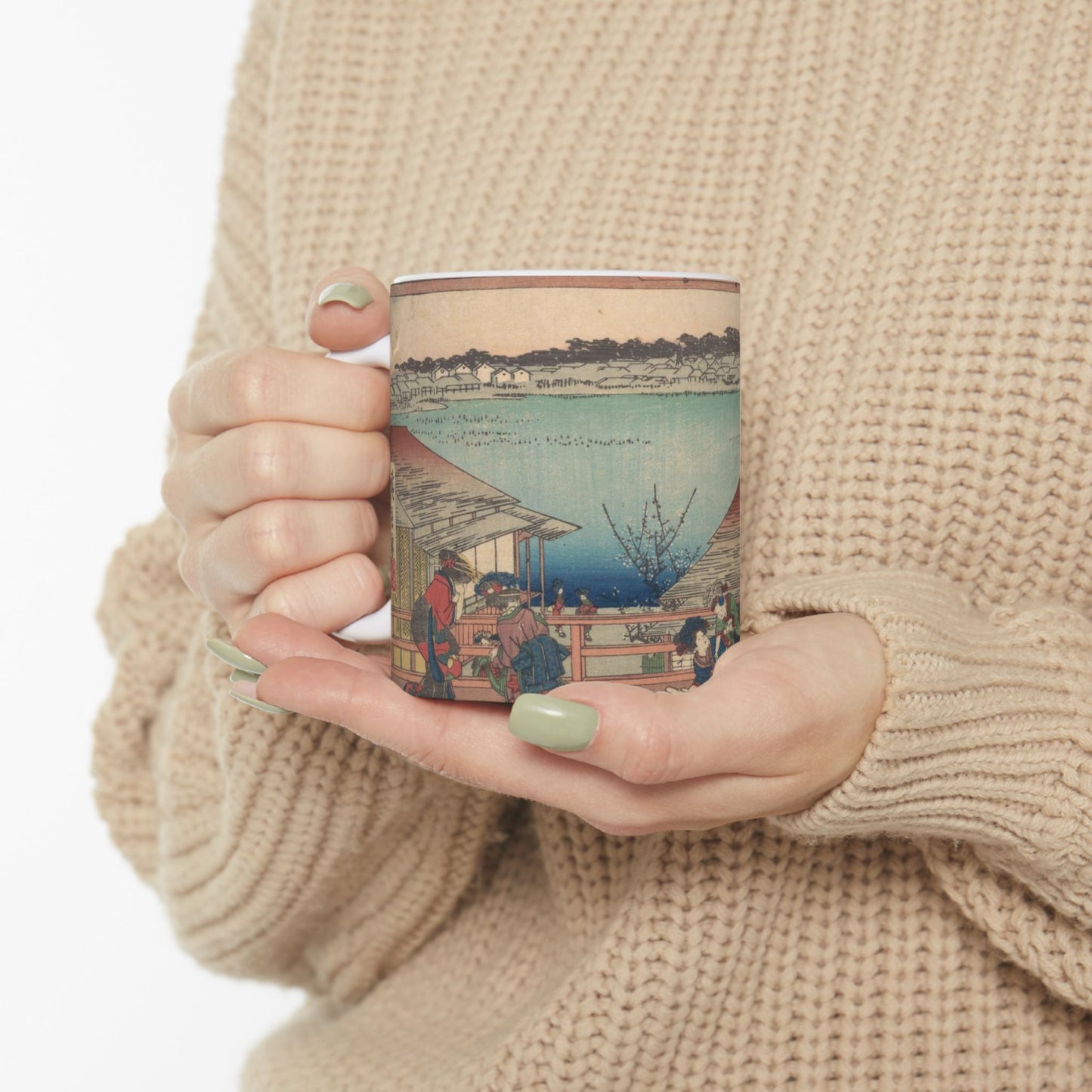 江戸高名会亭尽 池之端 蓬莱亭 青楼花見の休み - Public domain dedication. Metropolitan Museum of Art image. Beautiful Novelty Ceramic Coffee Mug 11oz