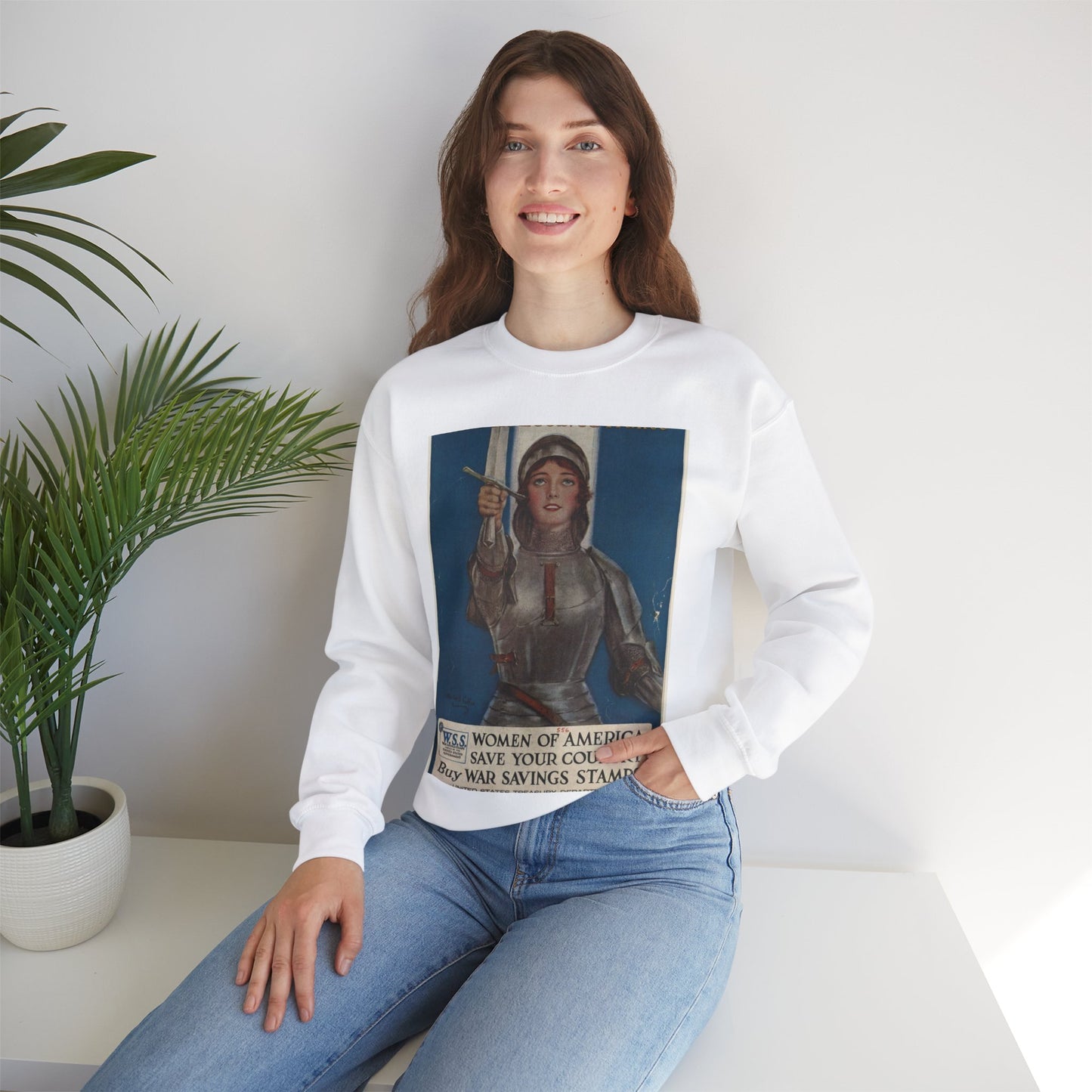 Joan of Arc Saved France White Heavy Blend Adult Crew Neck SweatShirt