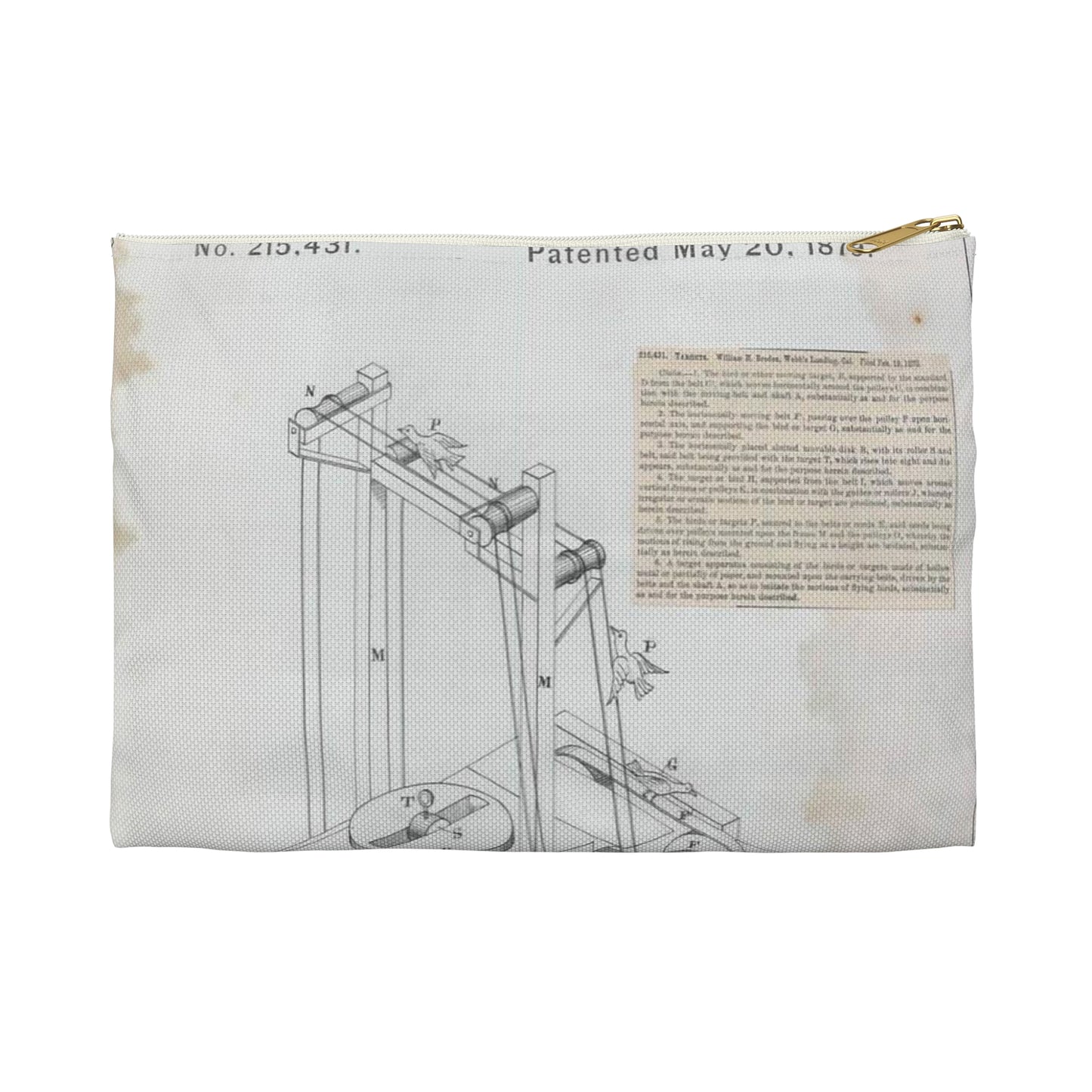 Patent drawing - for W. H. Broden's Target Public domain image Large Organizer Pouch with Black Zipper
