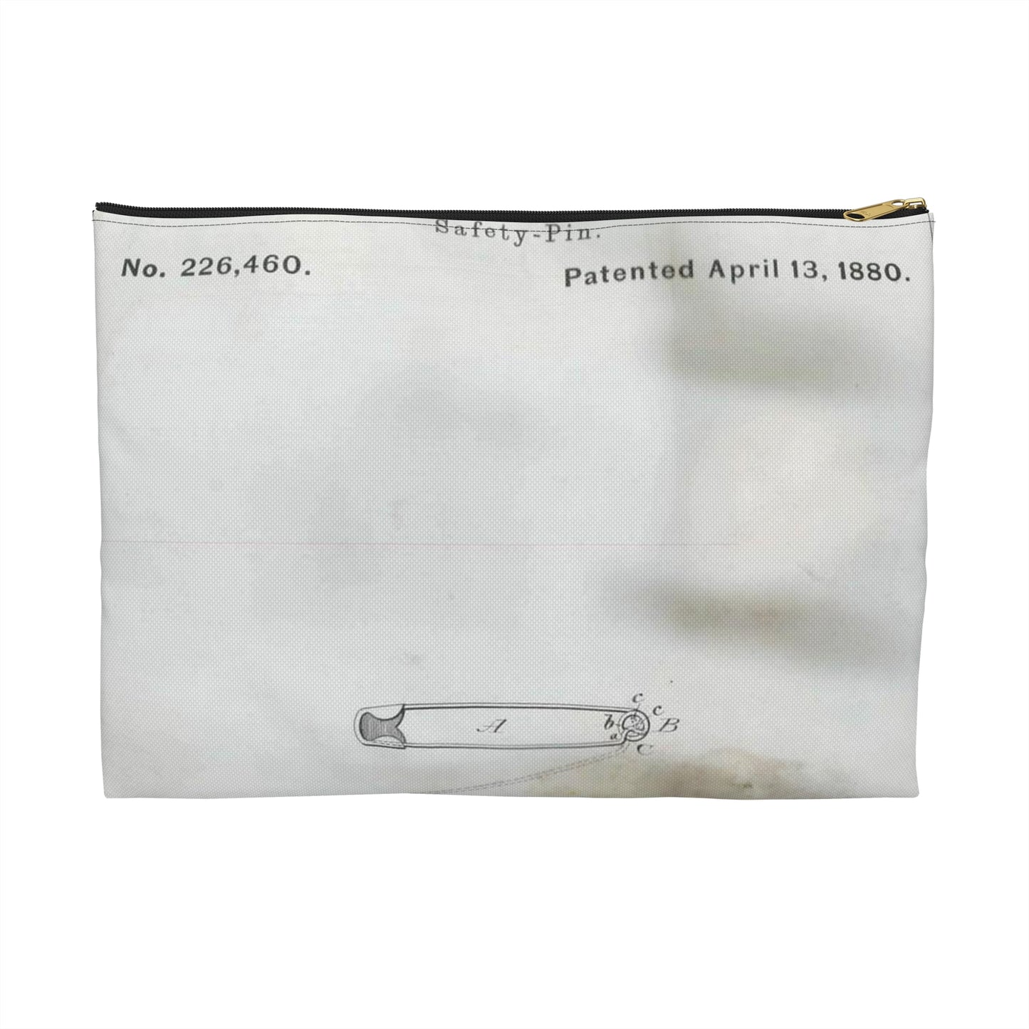 Patent drawing - for A. M. Smith's Safety Pin Public domain image Large Organizer Pouch with Black Zipper