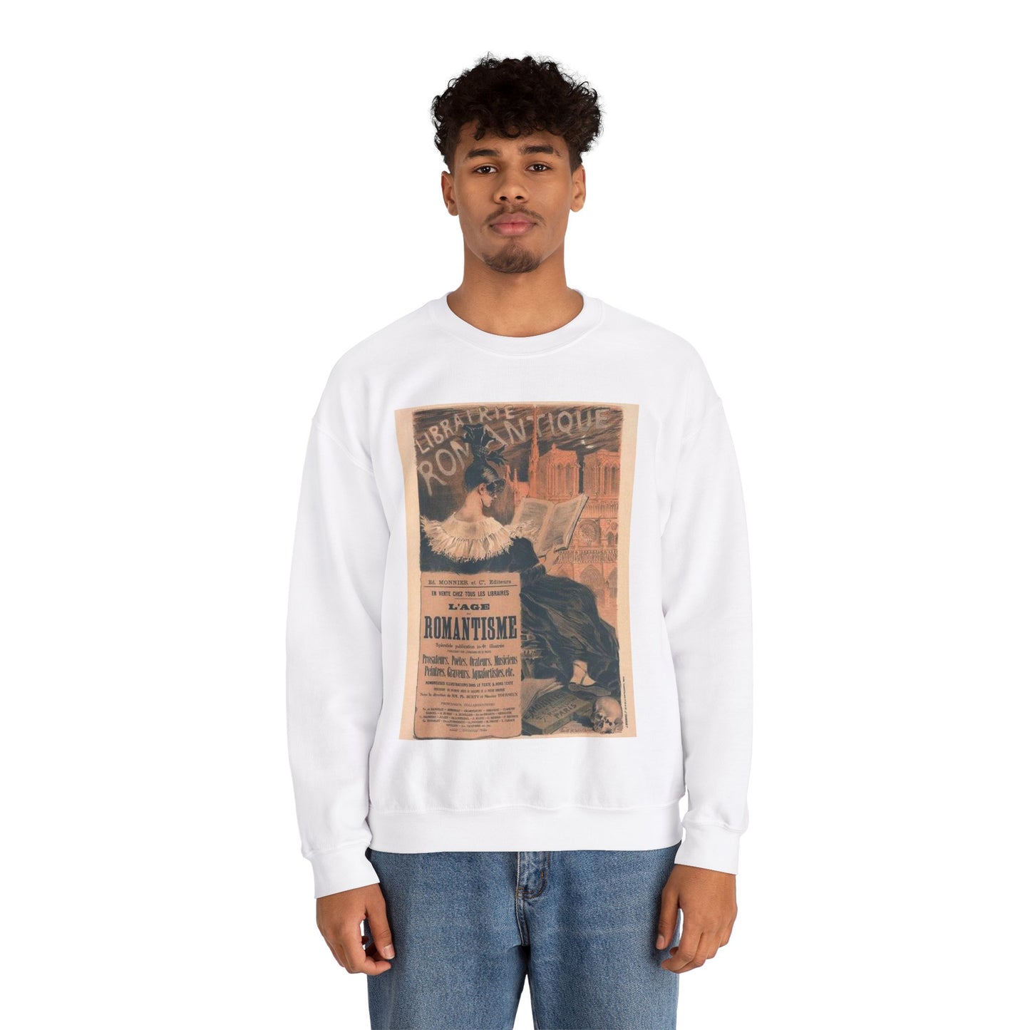 Affiche pour la "Librairie Romantique". White Heavy Blend Adult Crew Neck SweatShirt