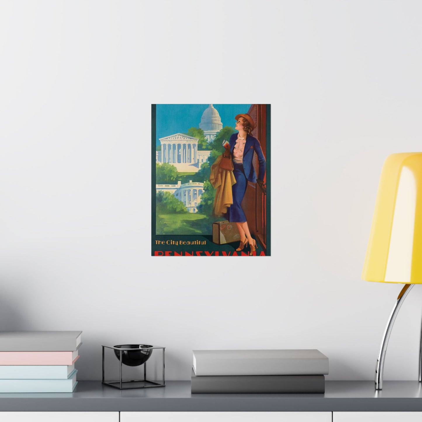 Washington—The City Beautiful, Pennsylvania Railroad poster, artwork by Edward Mason Eggleston High Quality Matte Wall Art Poster for Home, Office, Classroom