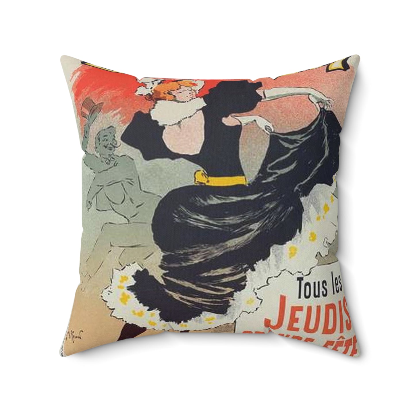 Affiche pour le "Bal Bullier".. Public domain reproduction. Decorative Accent Square Pillow