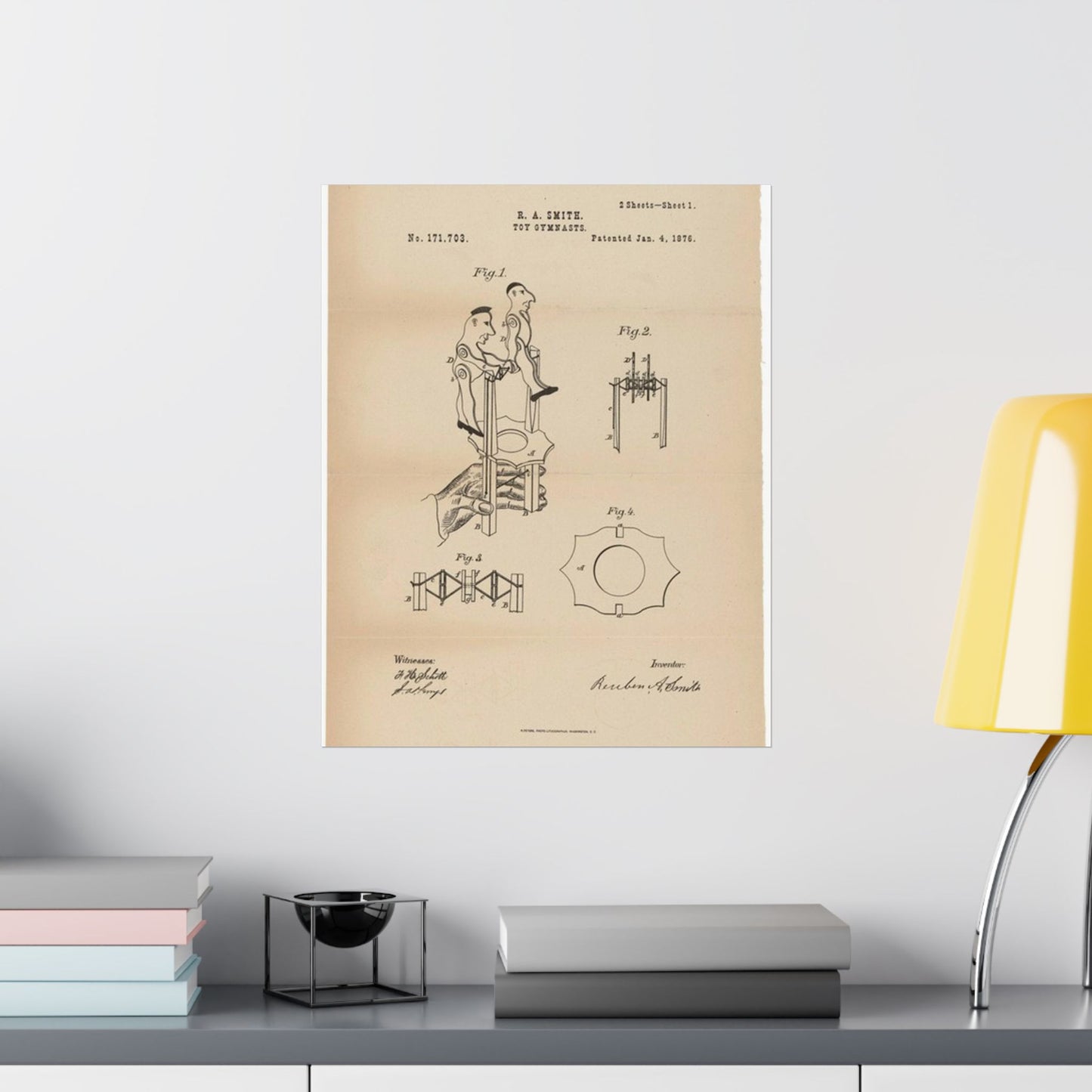 Patent drawing - for a Toy Gymnast Public domain image High Quality Matte Wall Art Poster for Home, Office, Classroom