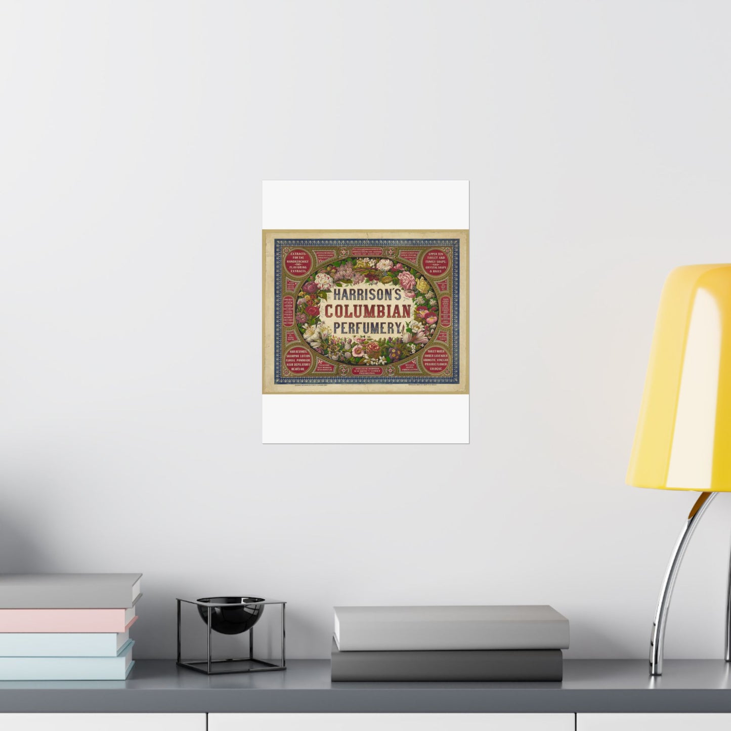 Harrison's Columbian perfumery / Designed and drawn on stone by Alphonse Bigot. High Quality Matte Wall Art Poster for Home, Office, Classroom