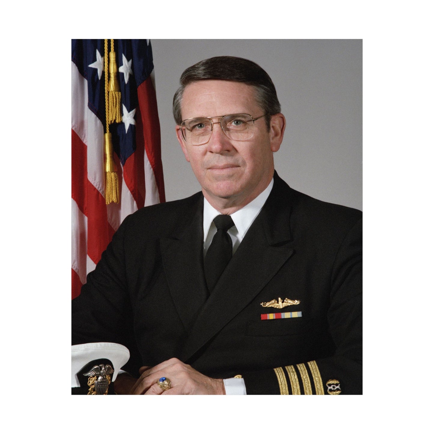 Portrait: US Navy (USN) Captain (CAPT) Charles A. Hougland (uncovered) High Quality Matte Wall Art Poster for Home, Office, Classroom