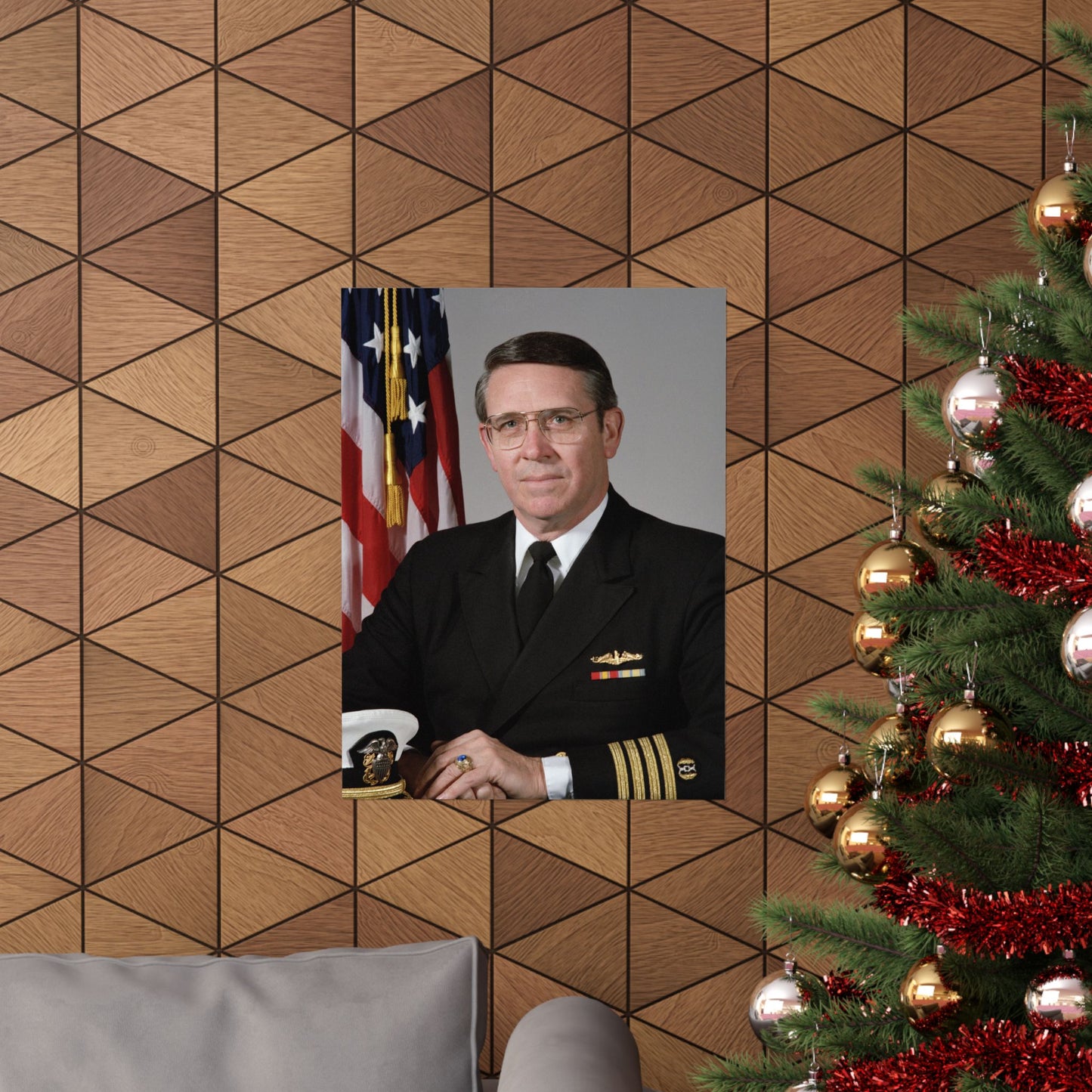 Portrait: US Navy (USN) Captain (CAPT) Charles A. Hougland (uncovered) High Quality Matte Wall Art Poster for Home, Office, Classroom