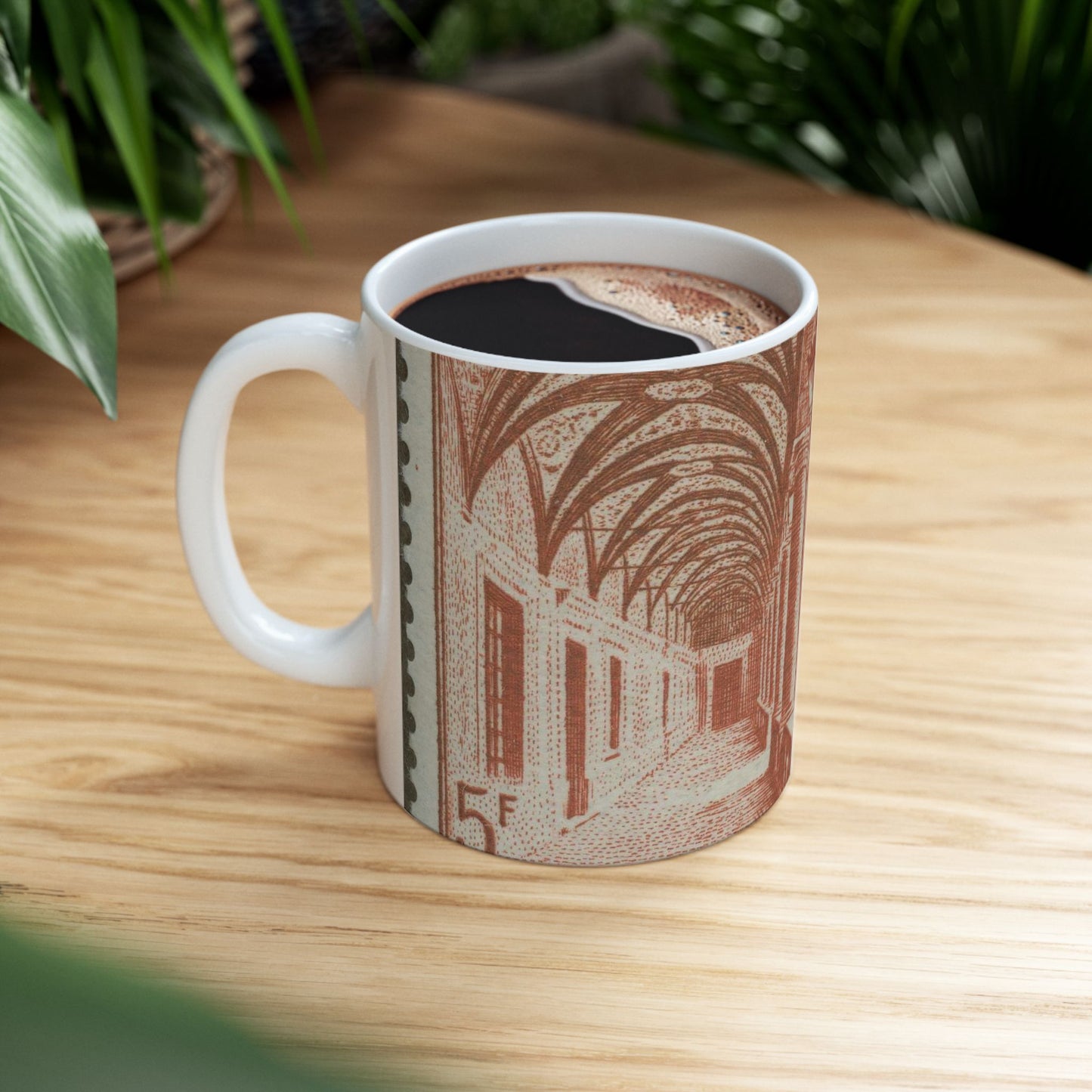 Frimärke ur Gösta Bodmans filatelistiska motivsamling, påbörjad 1950.Frimärke från Monaco, 1952. Motiv av "Herculesgalleriet. Beautiful Novelty Ceramic Coffee Mug 11oz