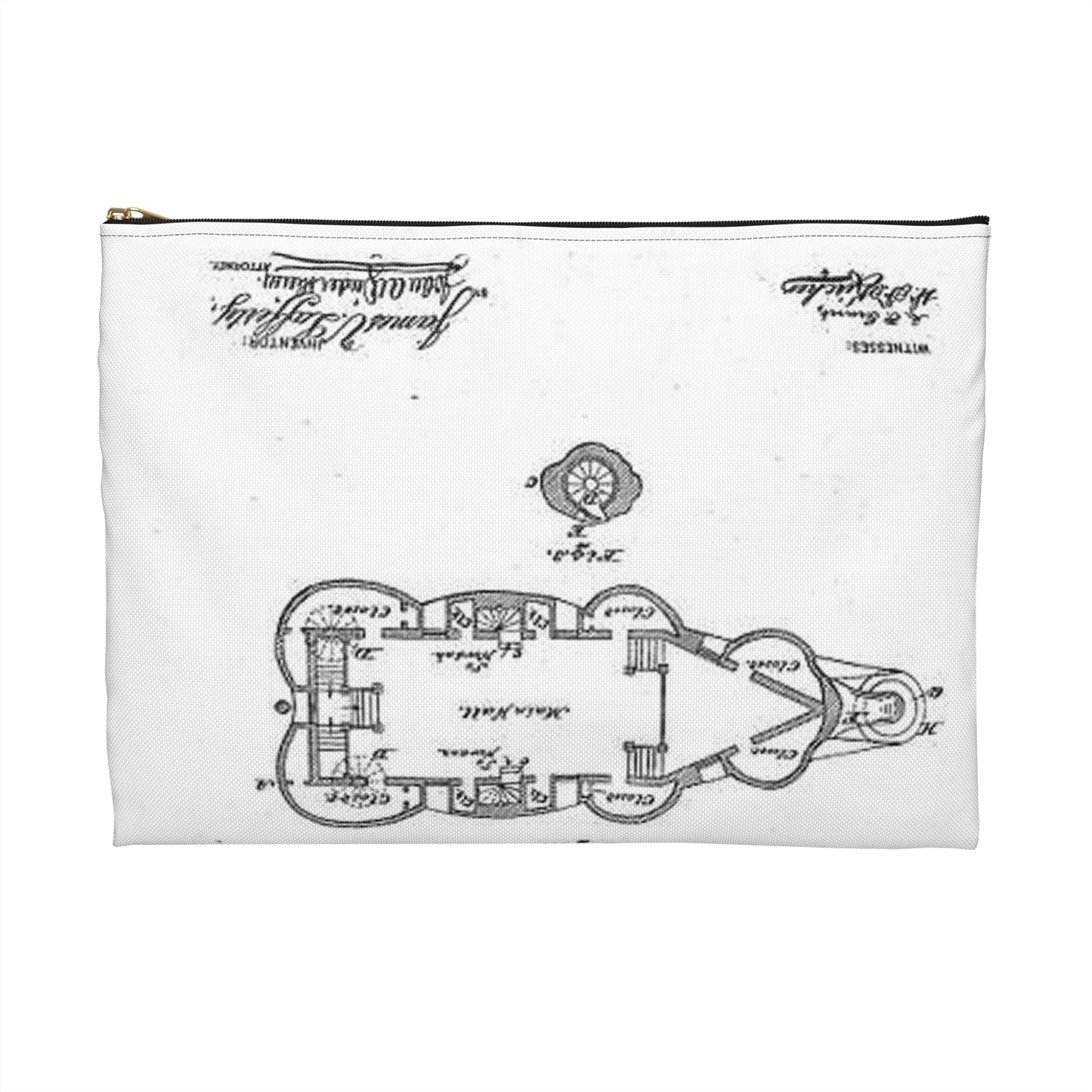 Patent Drawing of Engine - Lucy-USpatent268503 1882 Public domain image Large Organizer Pouch with Black Zipper