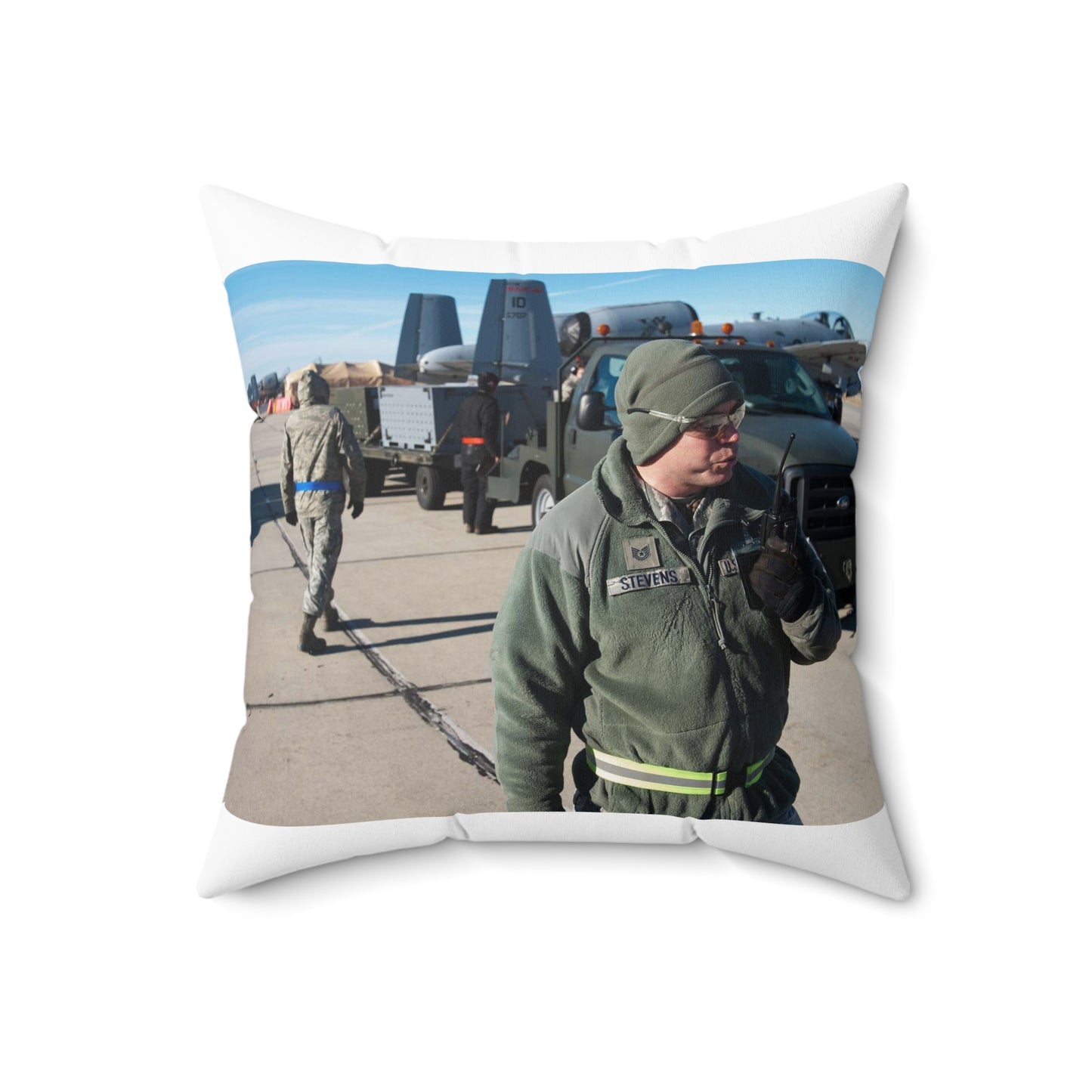 Tech. Sgt. Lance Stevens, a members of the 124th Fighter Decorative Accent Square Pillow