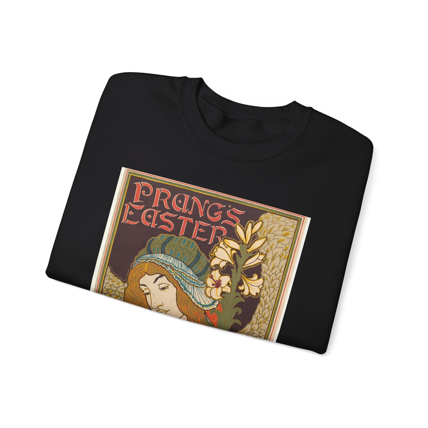 Louis Rhead - Prang's Publications: Easter Black Heavy Blend Adult Crew Neck SweatShirt