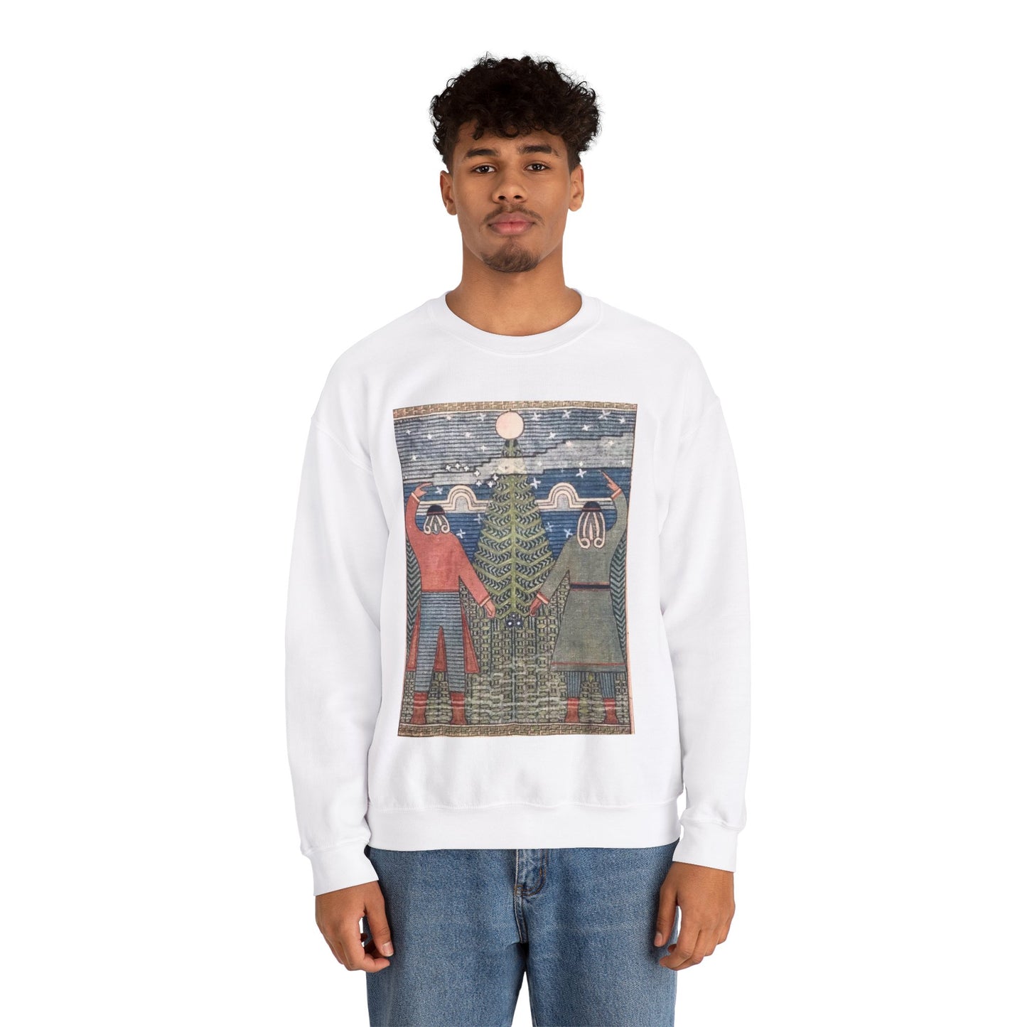 Joseph Alanen - Moonwatchers - Art nouveau public domain image White Heavy Blend Adult Crew Neck SweatShirt
