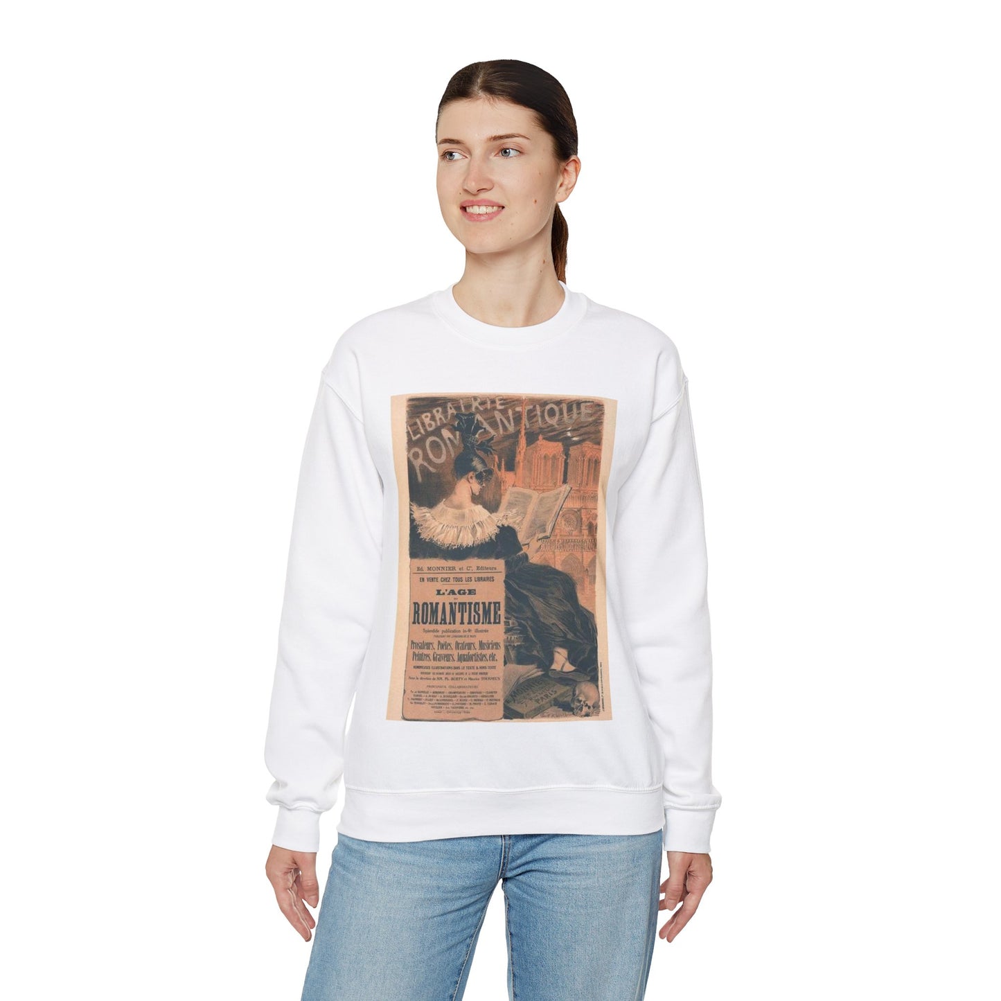 Affiche pour la "Librairie Romantique". White Heavy Blend Adult Crew Neck SweatShirt