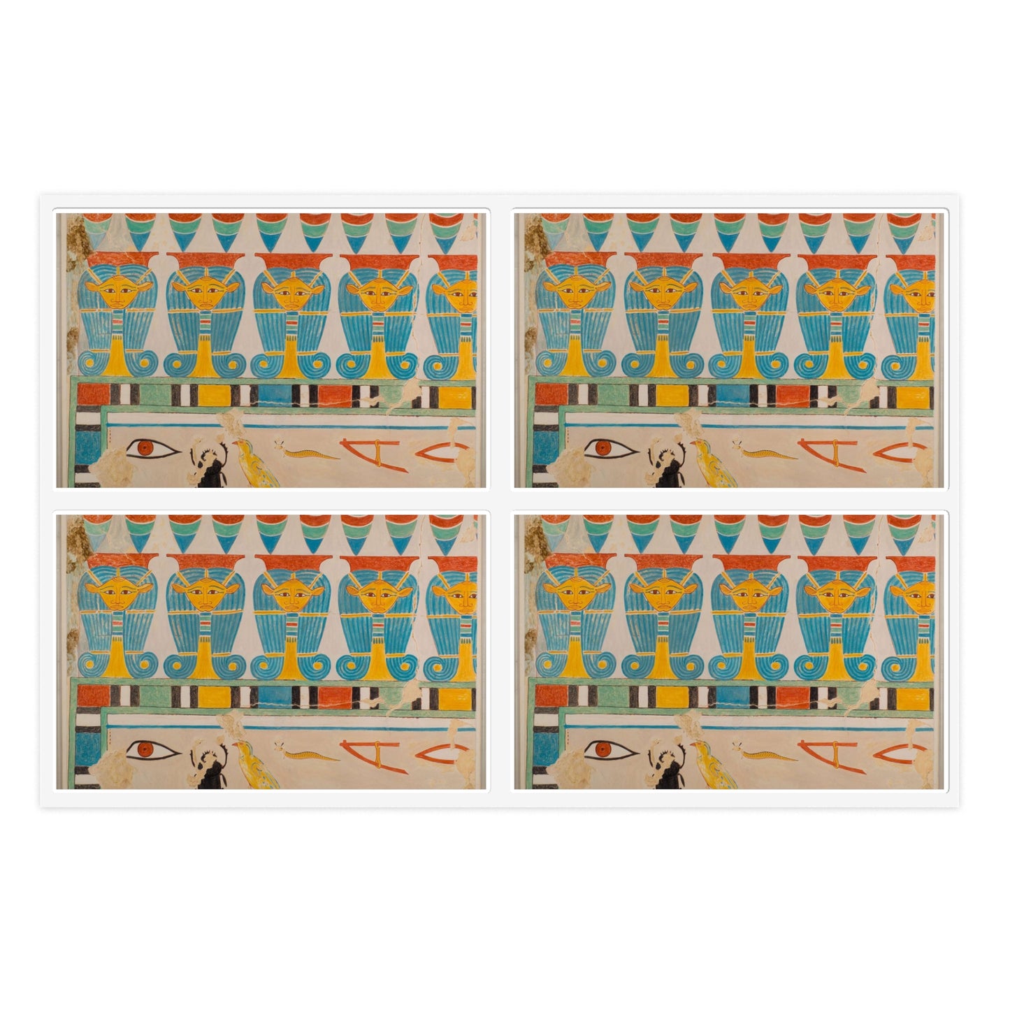 Painted Restoration of the Hathor-Head Frieze in the Tomb of Senenmut Laminated UV Protective Vinyl Stickers