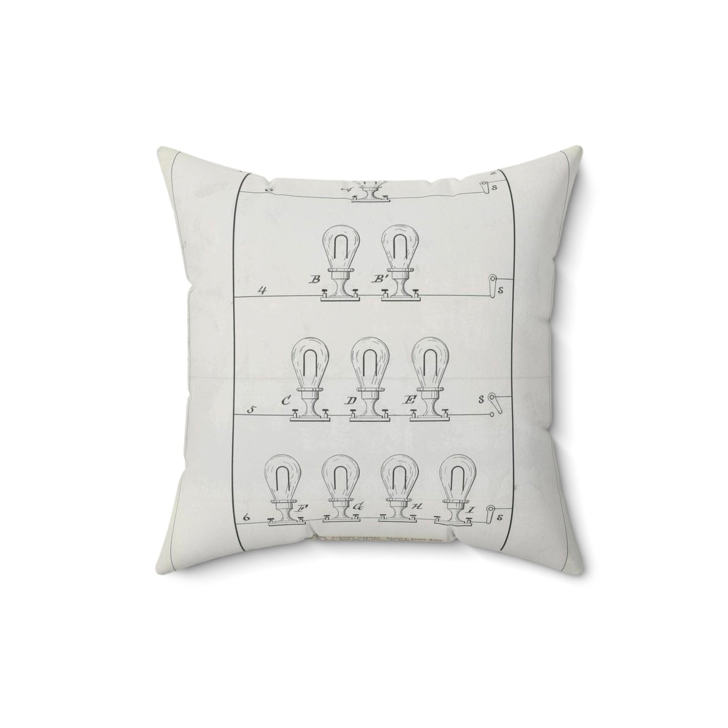 Patent drawing - for T. A. Edison's Electric Lighting Public domain image Decorative Accent Square Pillow