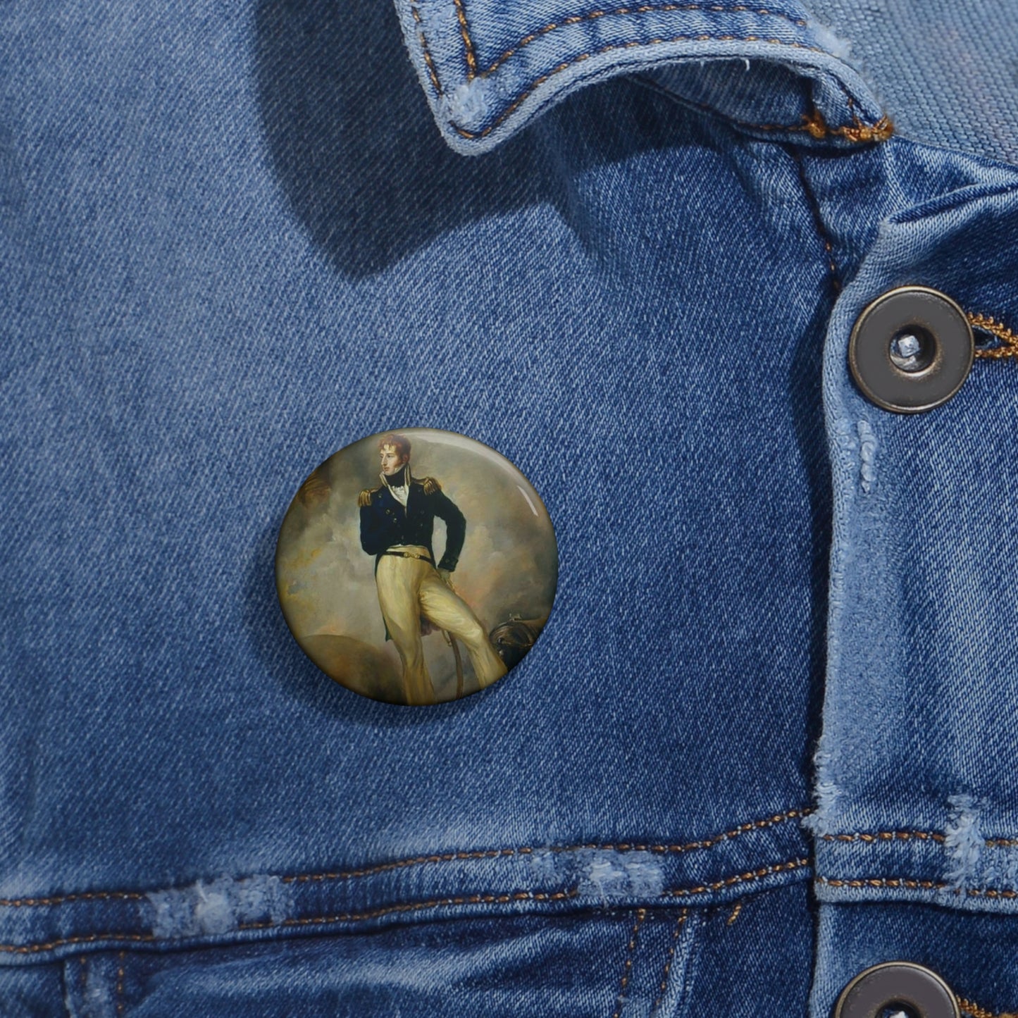 Lord Cochrane 1807 - Public domain painting Pin Buttons with Crisp Design