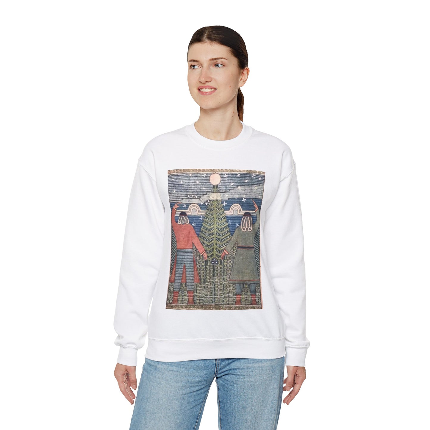 Joseph Alanen - Moonwatchers - Art nouveau public domain image White Heavy Blend Adult Crew Neck SweatShirt