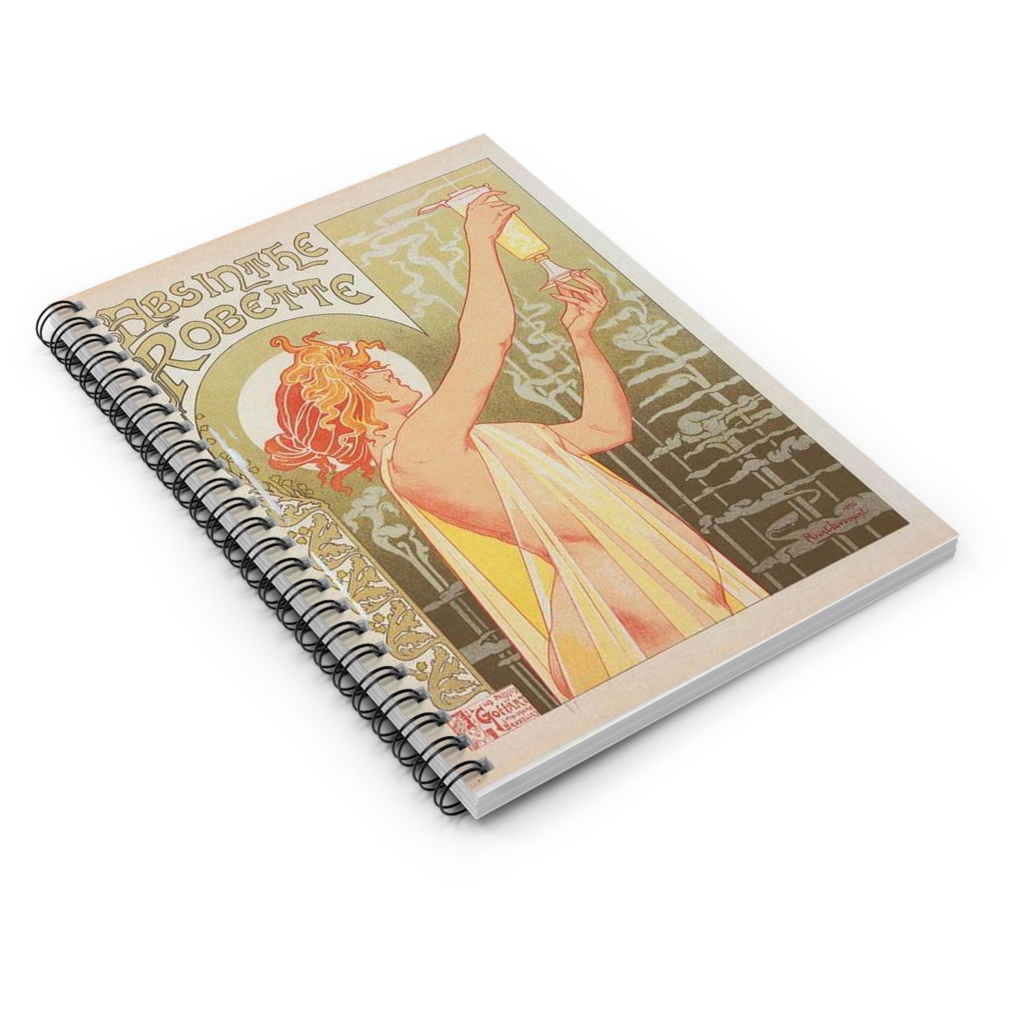 Affiche belge pour l' "Absinthe Robette". Spiral Bound Ruled Notebook with Printed Cover