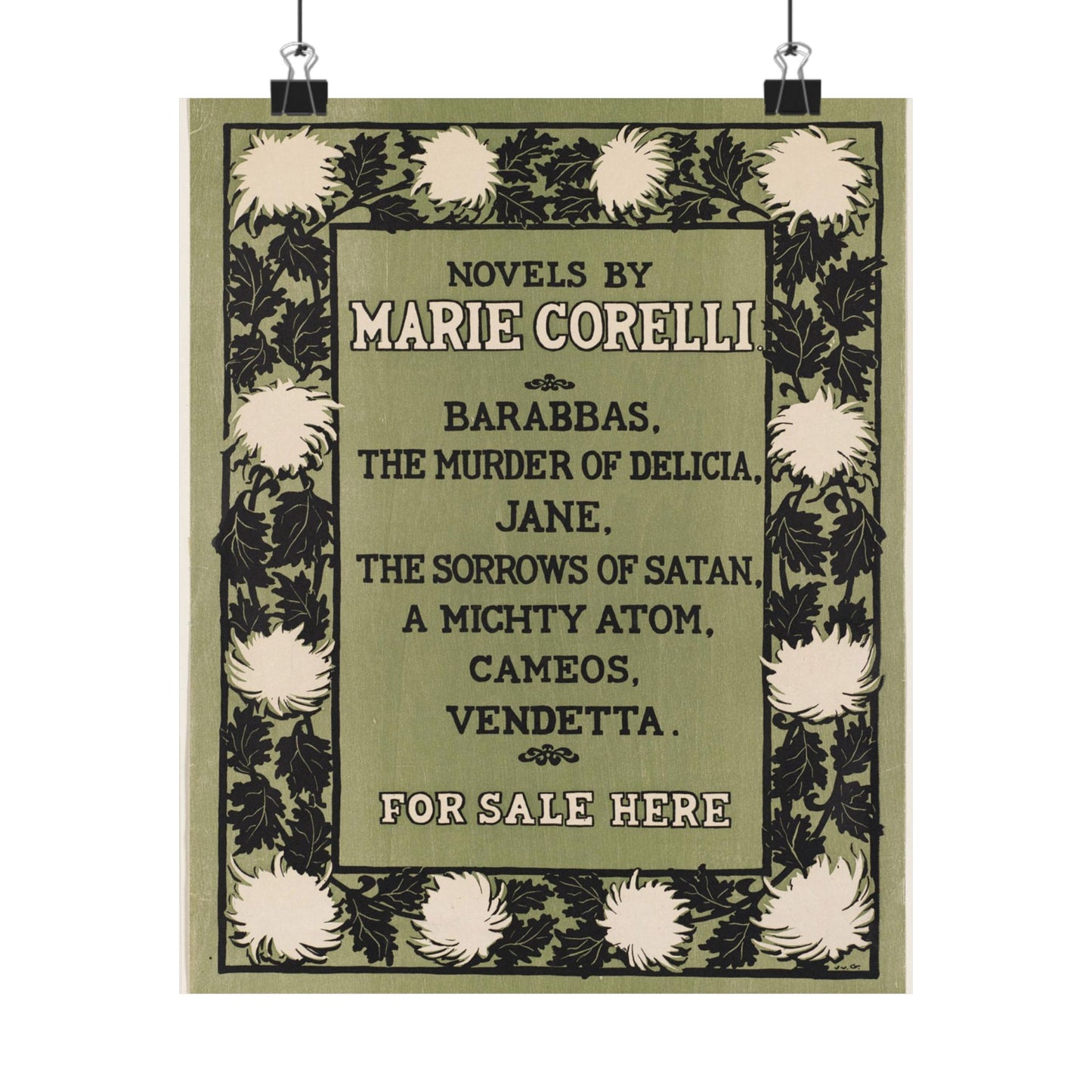 Novels by Marie Corelli, Art Nouveau poster High Quality Matte Wall Art Poster for Home, Office, Classroom