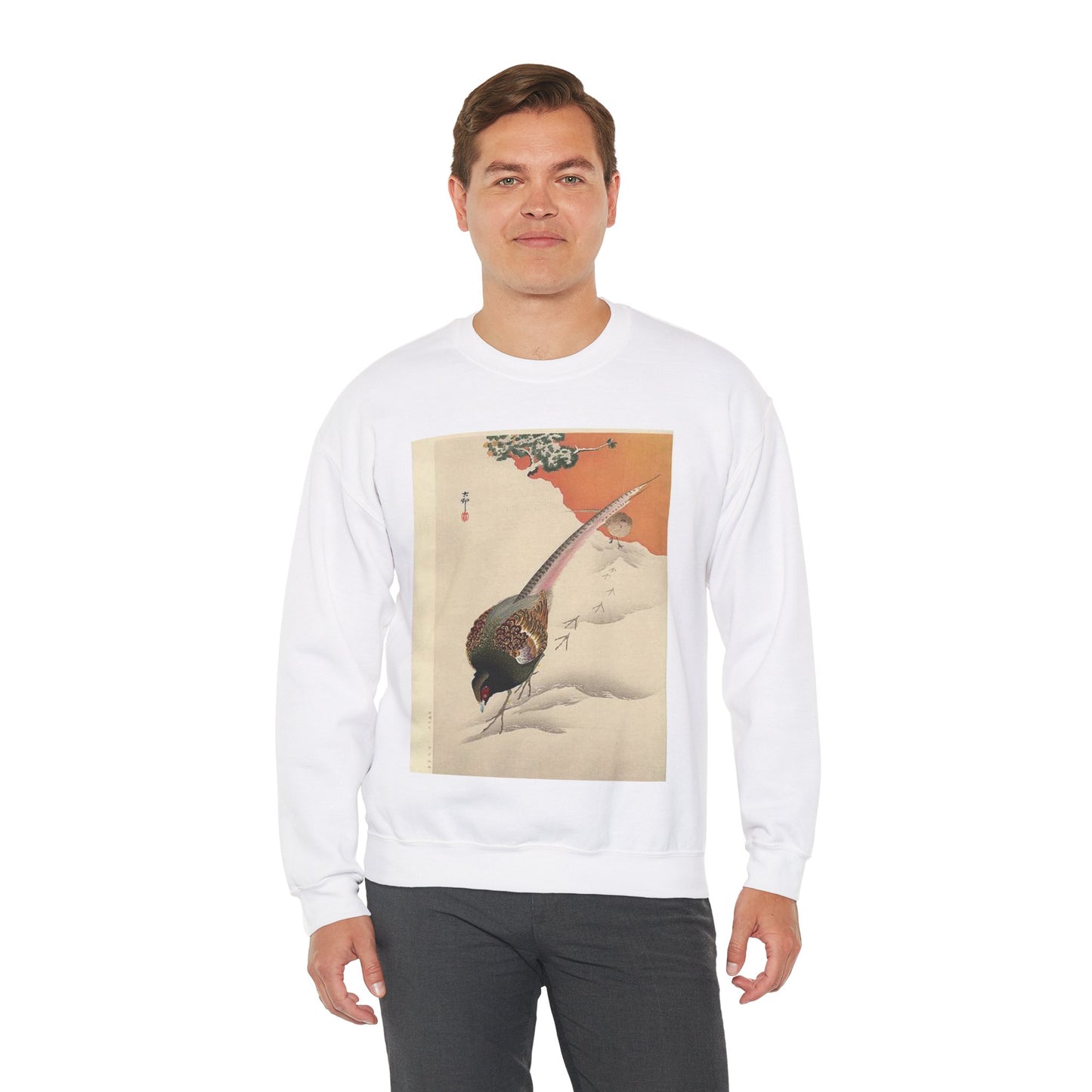 Koson - a-pair-of-pheasants-in-the-snow White Heavy Blend Adult Crew Neck SweatShirt