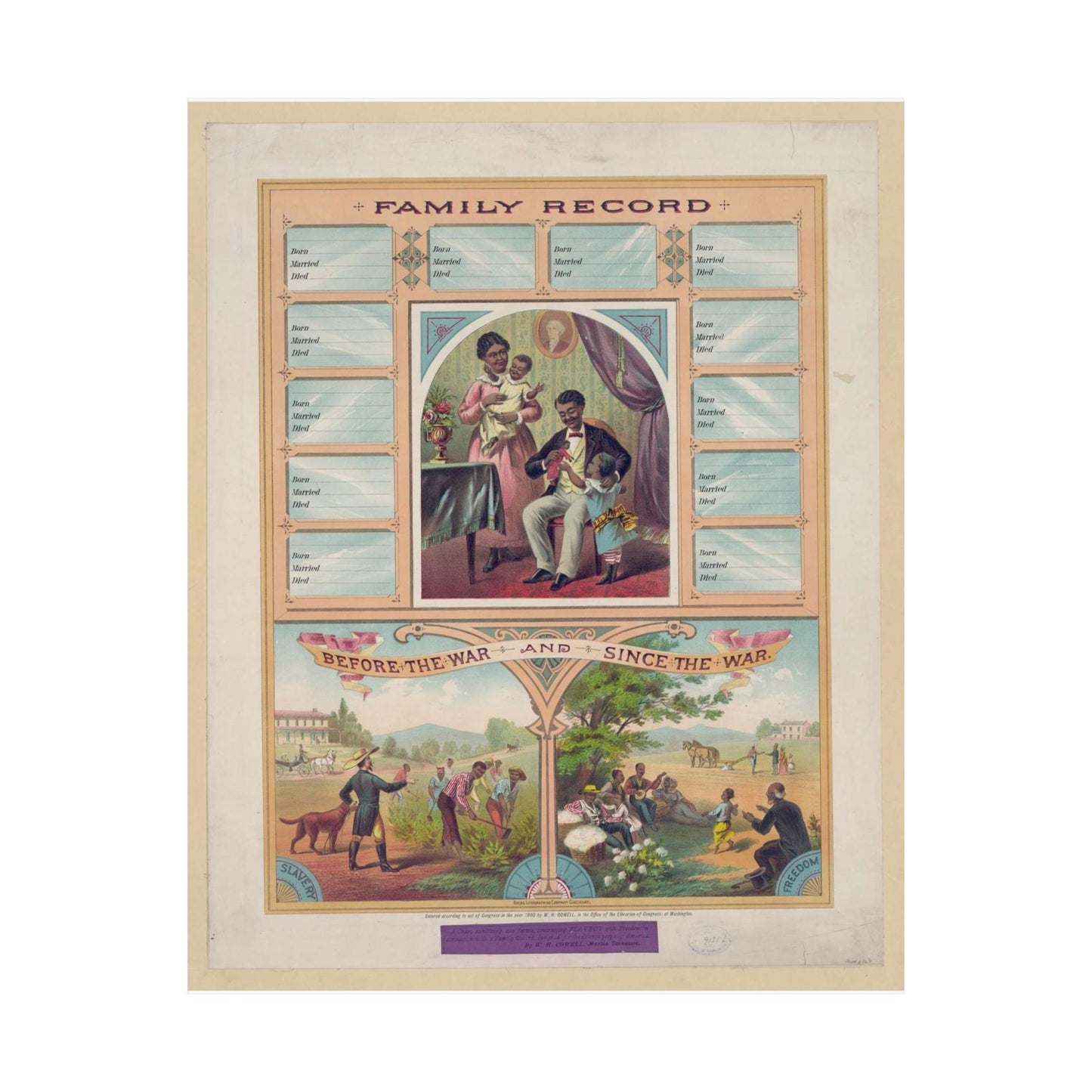 Family record. Before the war and since the war / Krebs Lithographing Company, Cincinnati. High Quality Matte Wall Art Poster for Home, Office, Classroom