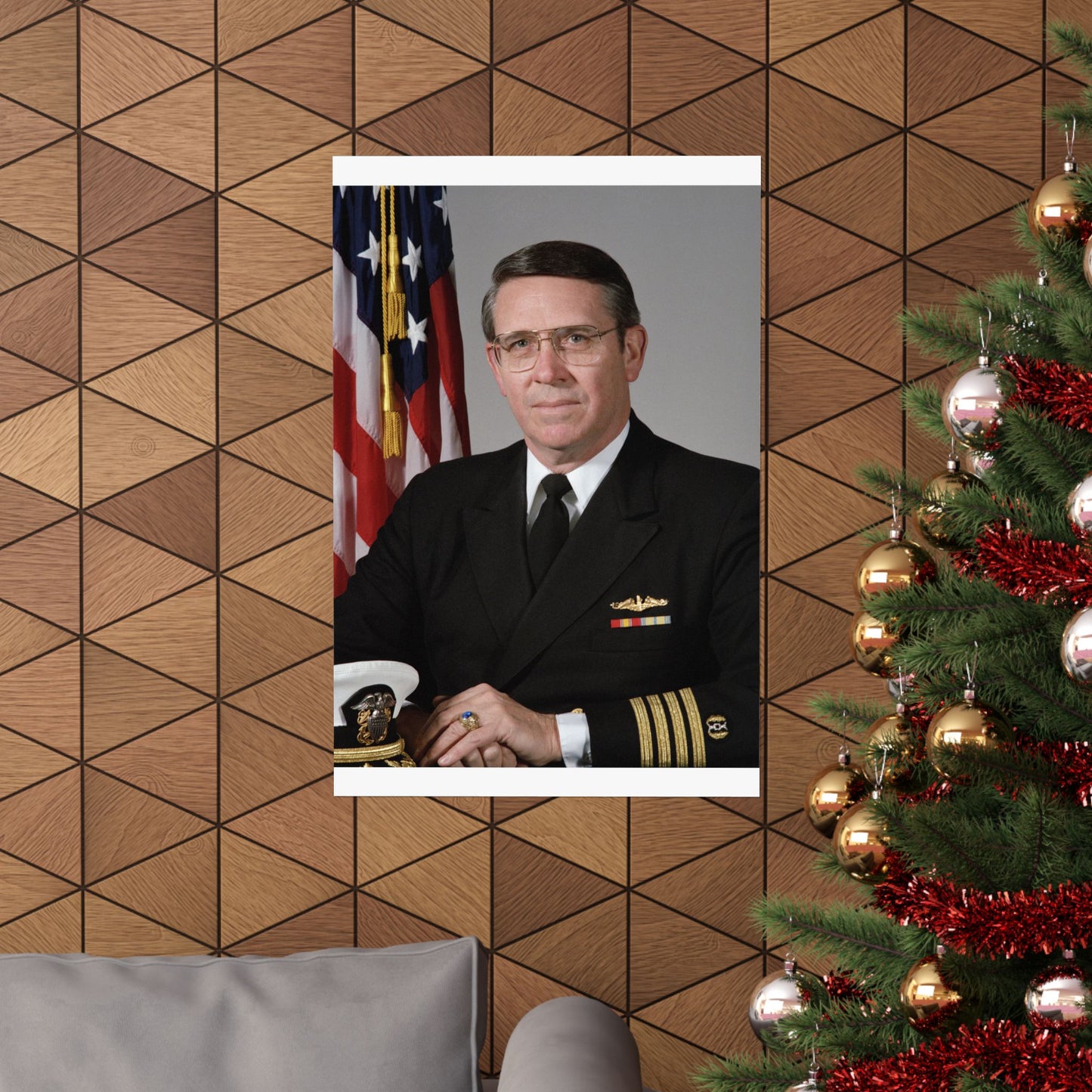 Portrait: US Navy (USN) Captain (CAPT) Charles A. Hougland (uncovered) High Quality Matte Wall Art Poster for Home, Office, Classroom