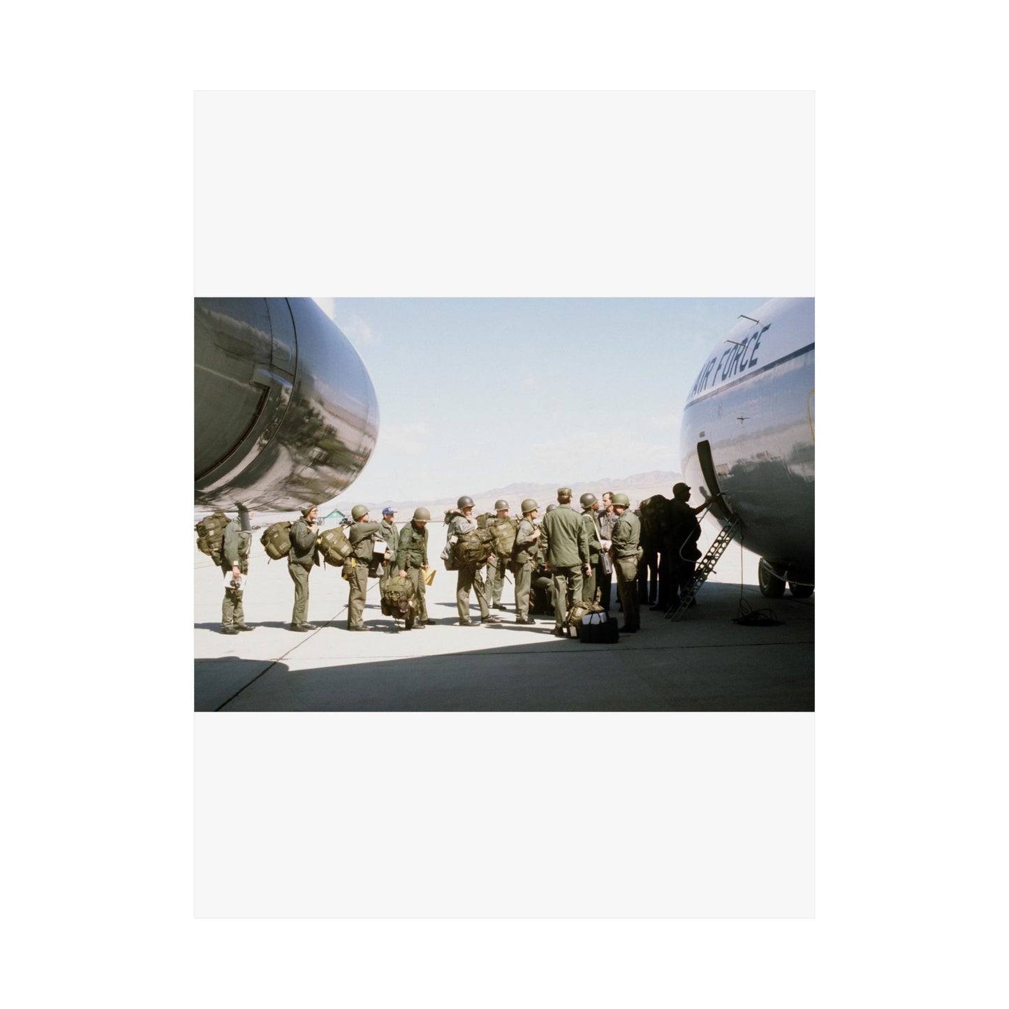 Troops embark a C-141 Starlifter aircraft during exercise Team Spirit (Coronet Spray) High Quality Matte Wall Art Poster for Home, Office, Classroom