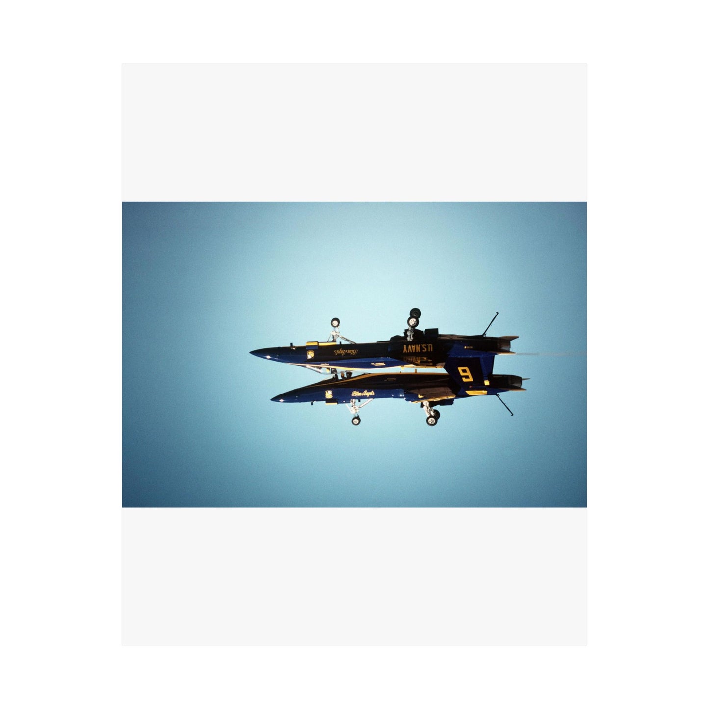 Two F/A-18A Hornet aircraft of the Blue Angels Flight Demonstration Squadron execute the Fortus maneuver during an air show High Quality Matte Wall Art Poster for Home, Office, Classroom