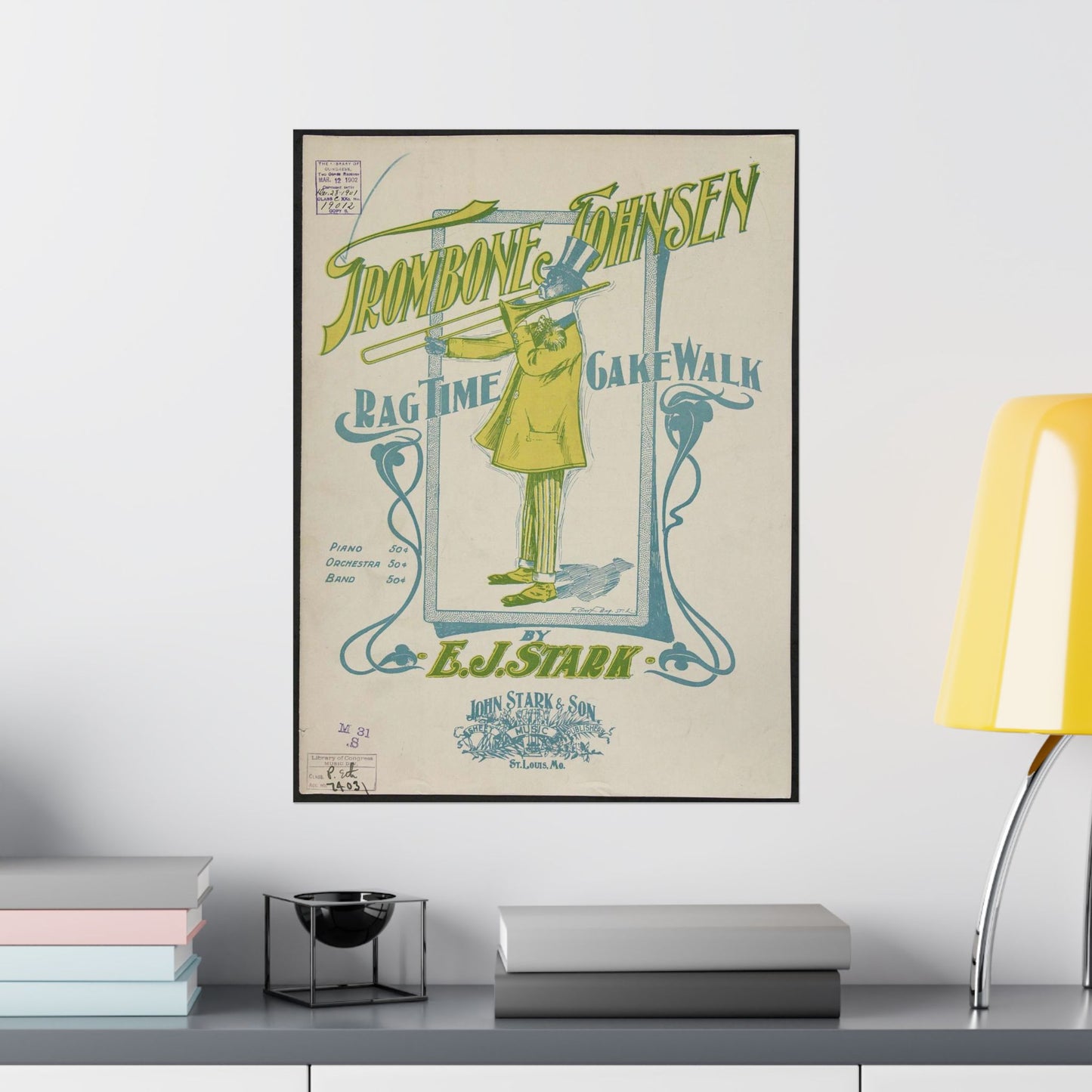 Trombone Johnsen, a Ragtime cake walk - Ragtime music High Quality Matte Wall Art Poster for Home, Office, Classroom