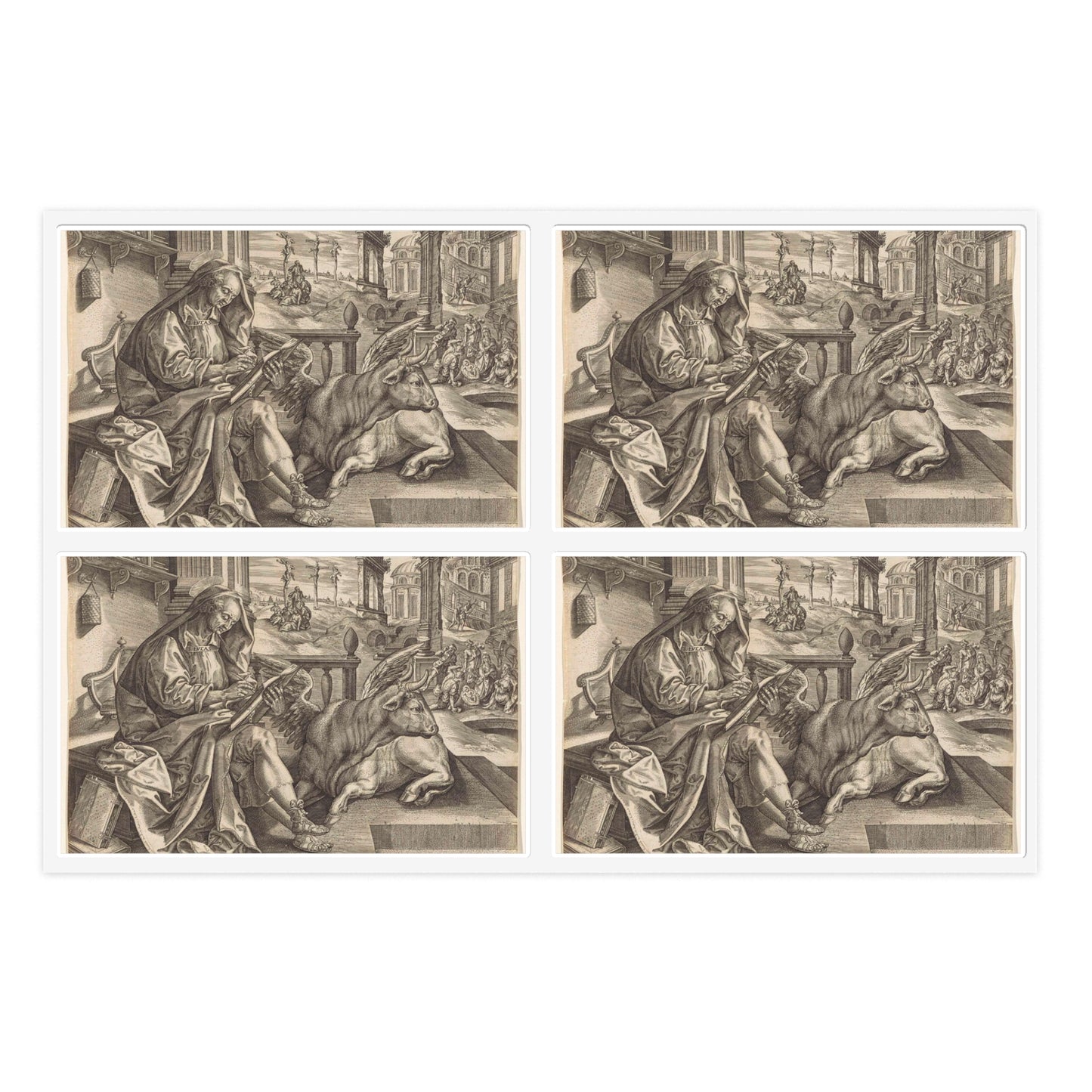Johannes Wierix - Evangelist Lucas Laminated UV Protective Vinyl Stickers