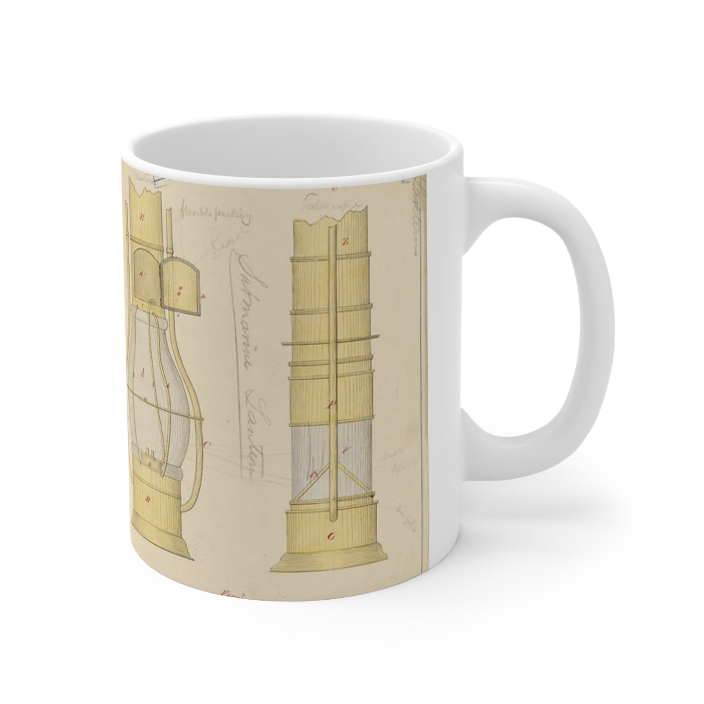 Patent drawing - Drawing of Submarine Telescope Public domain image Beautiful Novelty Ceramic Coffee Mug 11oz