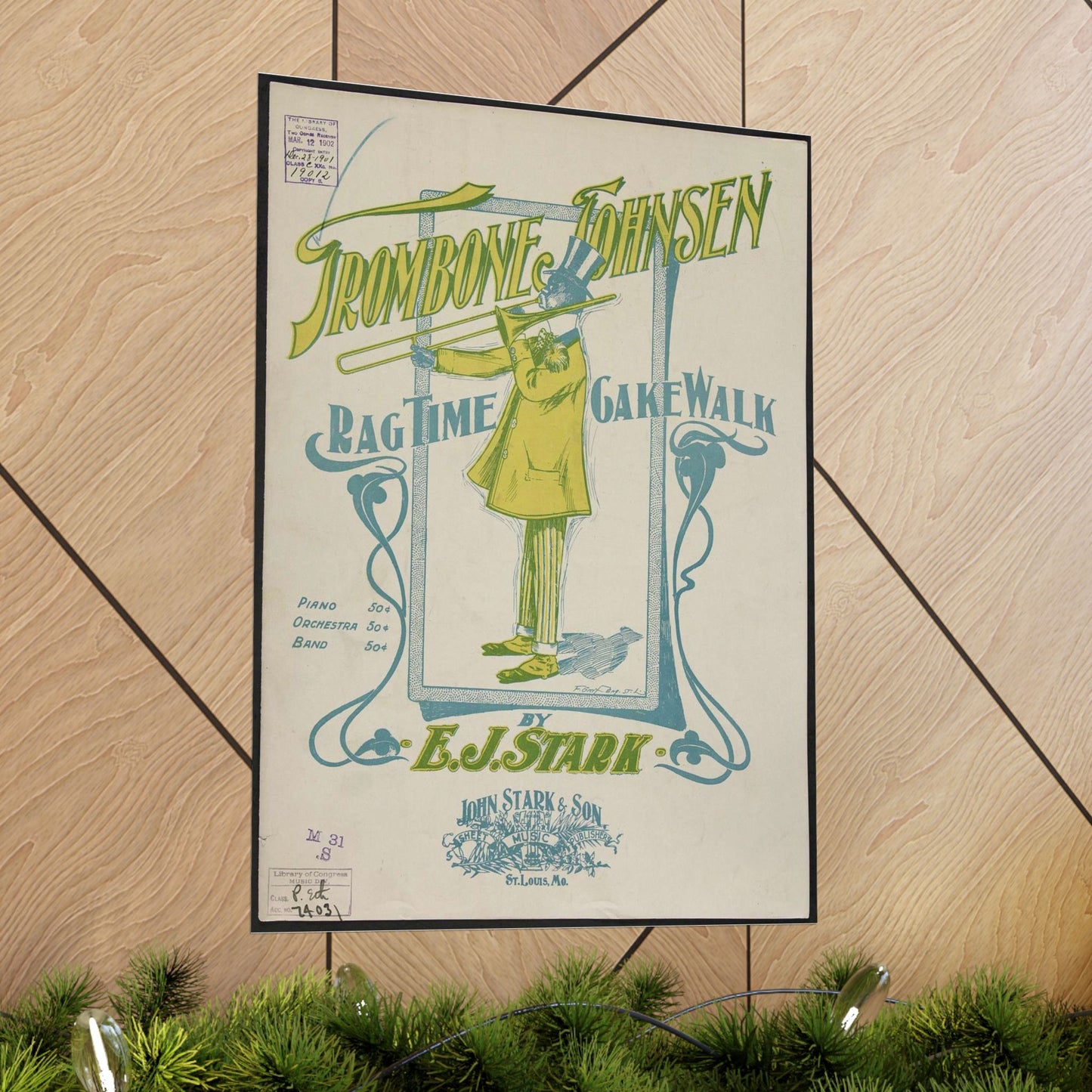 Trombone Johnsen, a Ragtime cake walk - Ragtime music High Quality Matte Wall Art Poster for Home, Office, Classroom