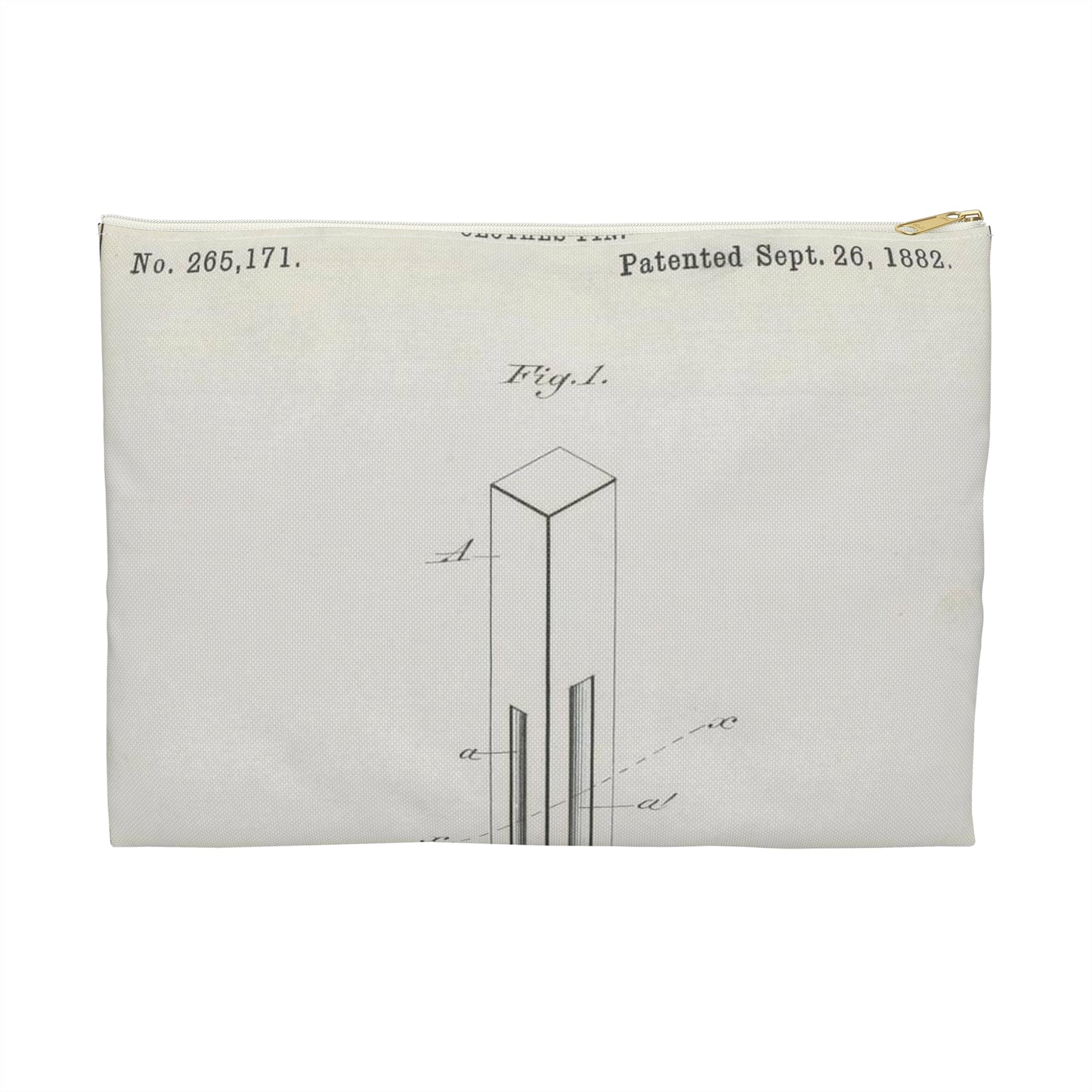 Patent drawing - for J. Sperry's Clothes Pin Public domain image Large Organizer Pouch with Black Zipper