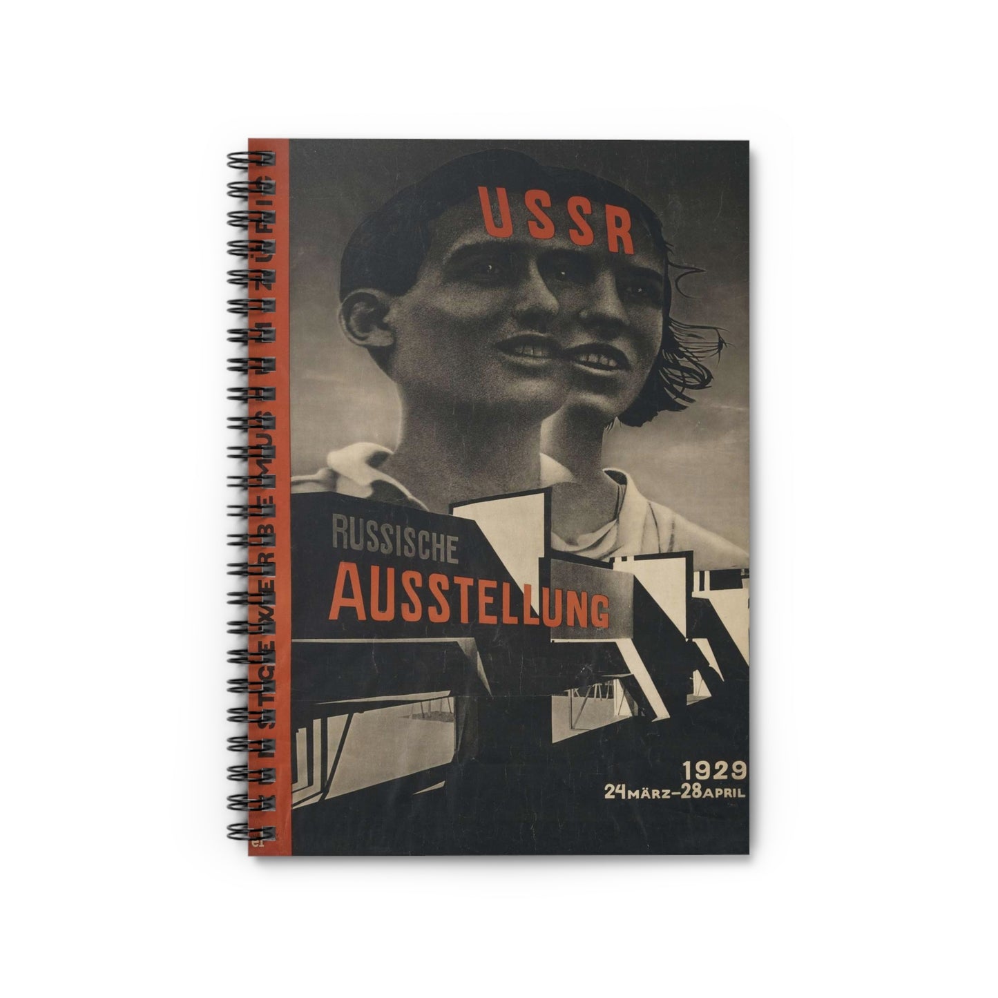 Artwork by El Lissitzky c1930 - Art Deco public domain image Spiral Bound Ruled Notebook with Printed Cover