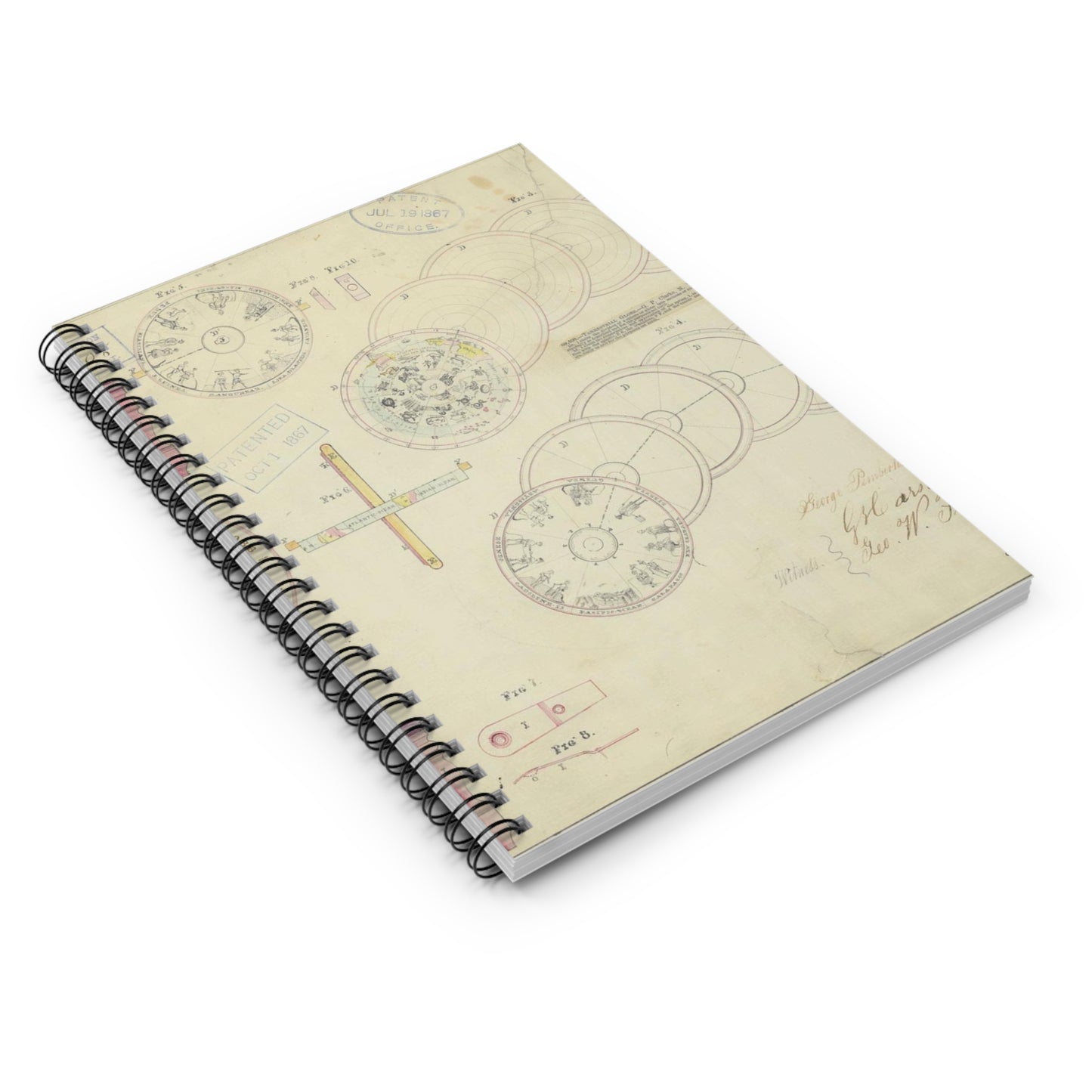 Patent drawing - Drawing of a Terrestrial Globe Public domain image Spiral Bound Ruled Notebook with Printed Cover